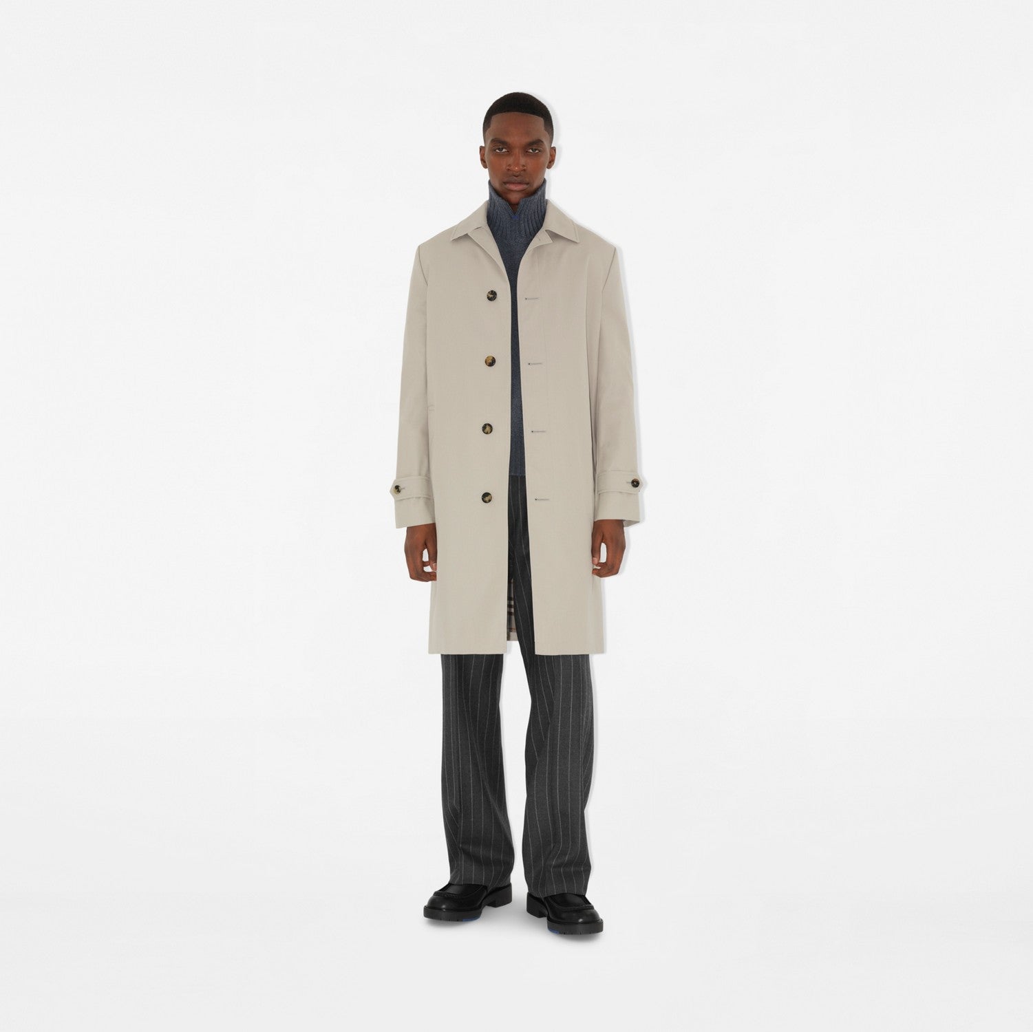 Long Cotton Blend Car Coat - Heron