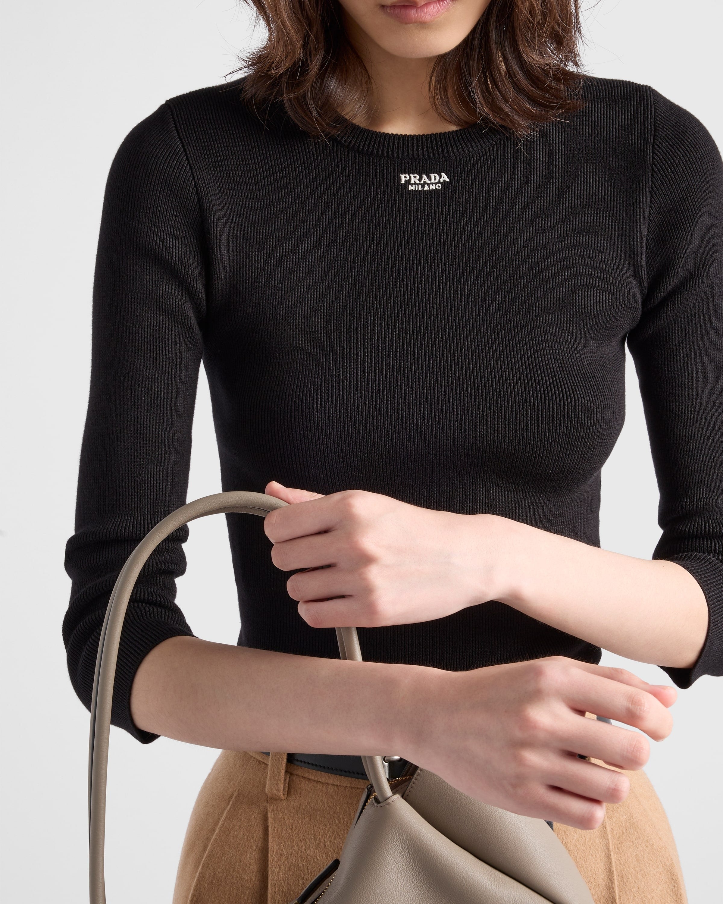 Cotton crew-neck sweater Black