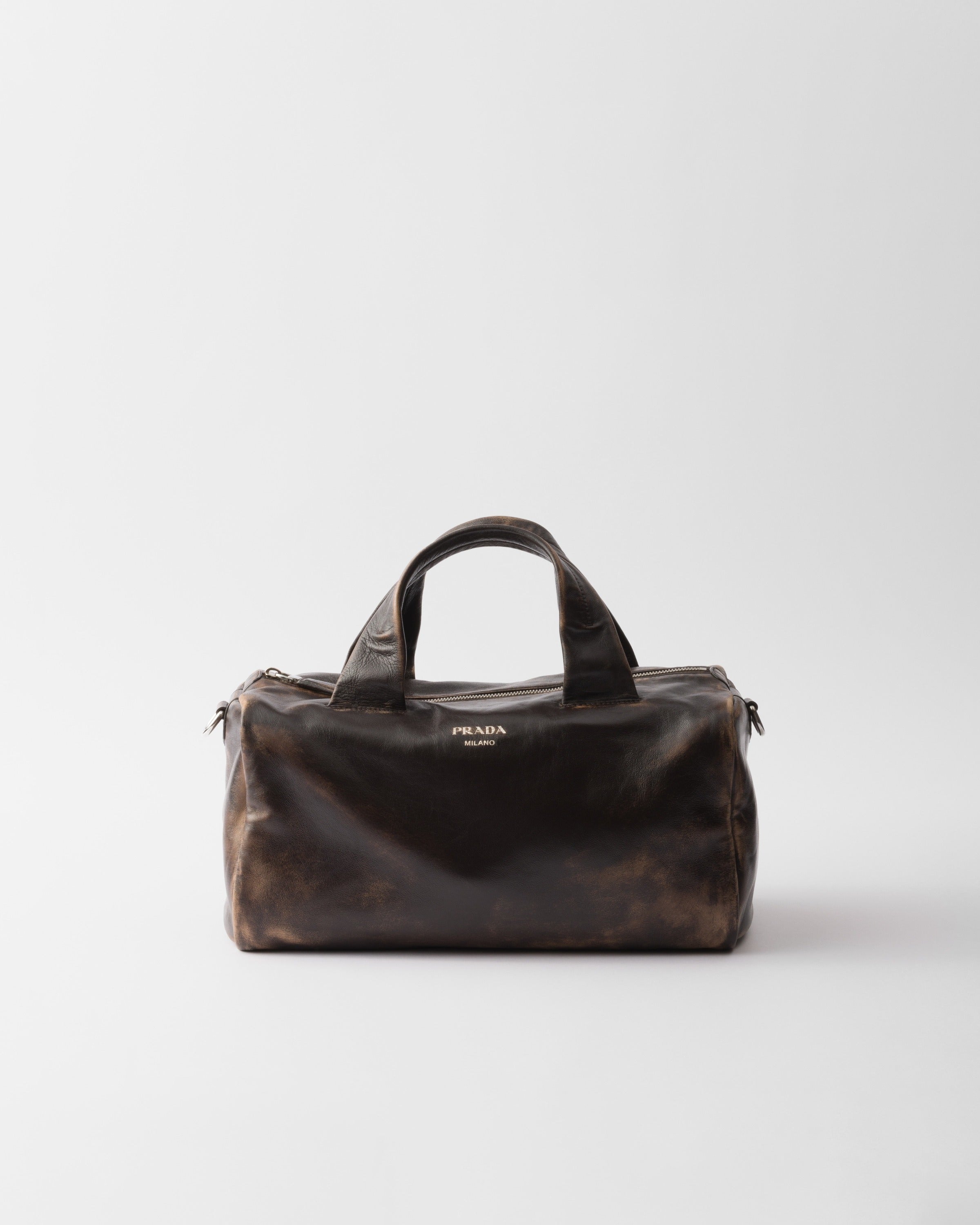 Small nappa leather duffle bag Dark Brown