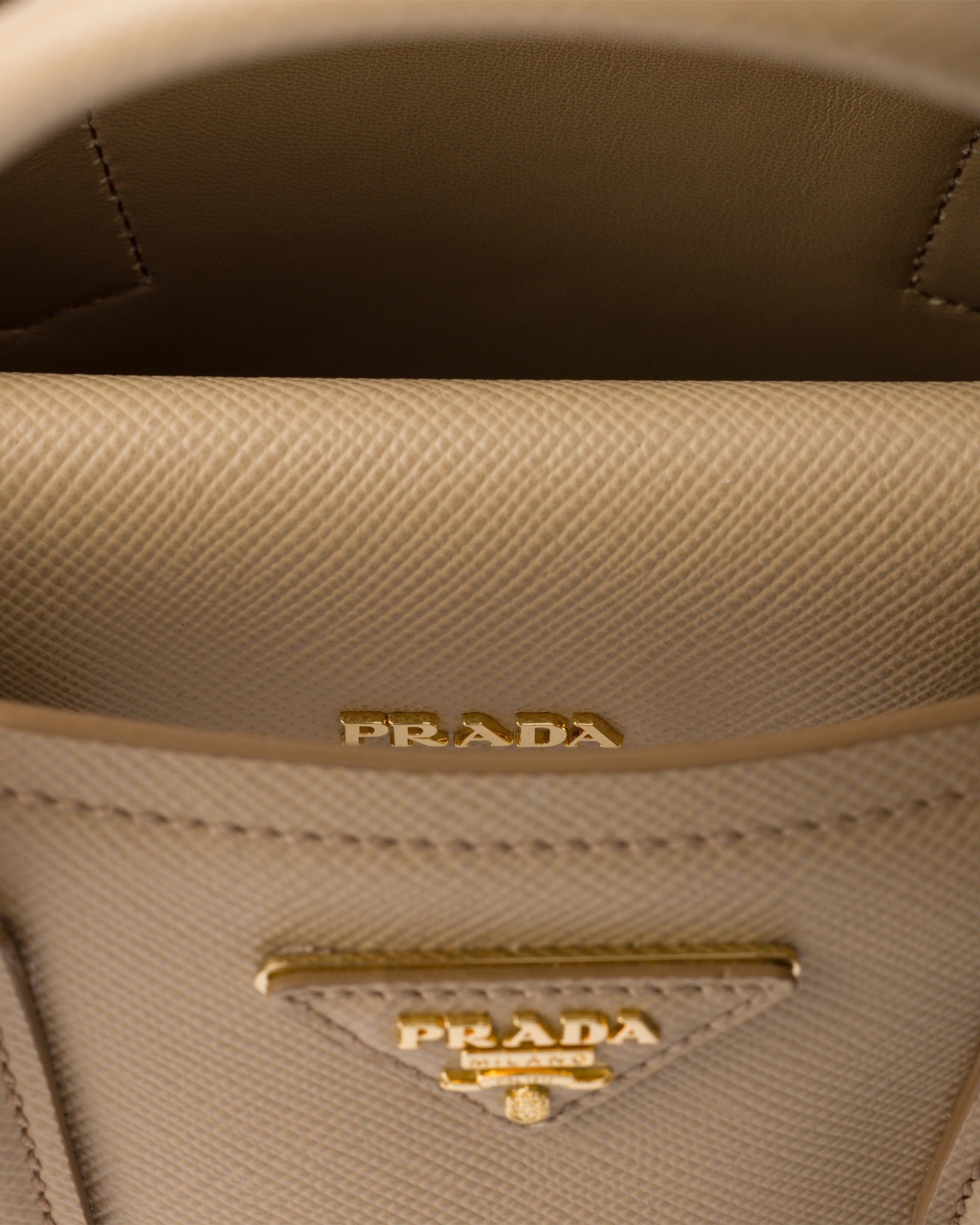 Small Prada Double Saffiano leather bag Sand Beige