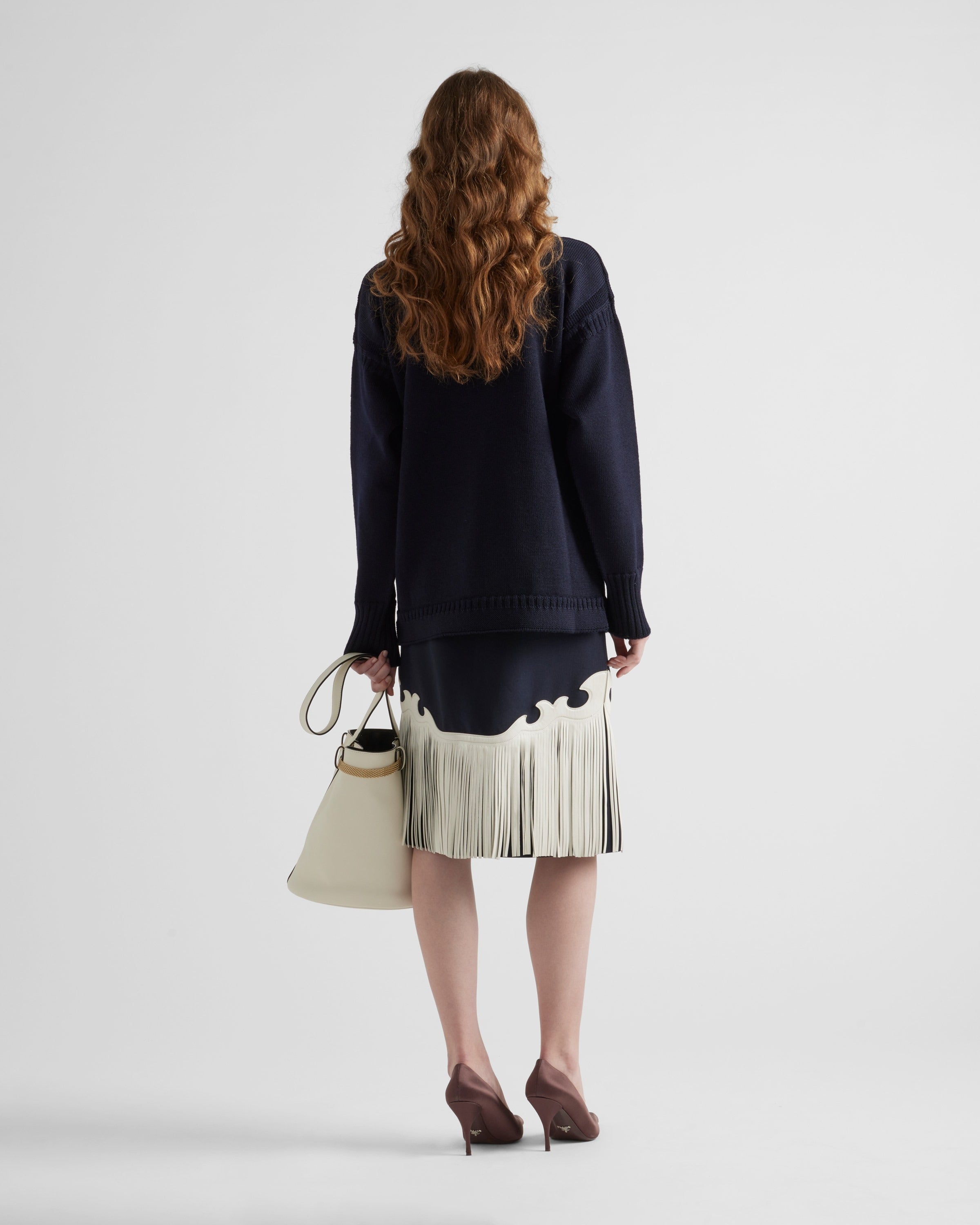 Oversized wool sweater Blue/White