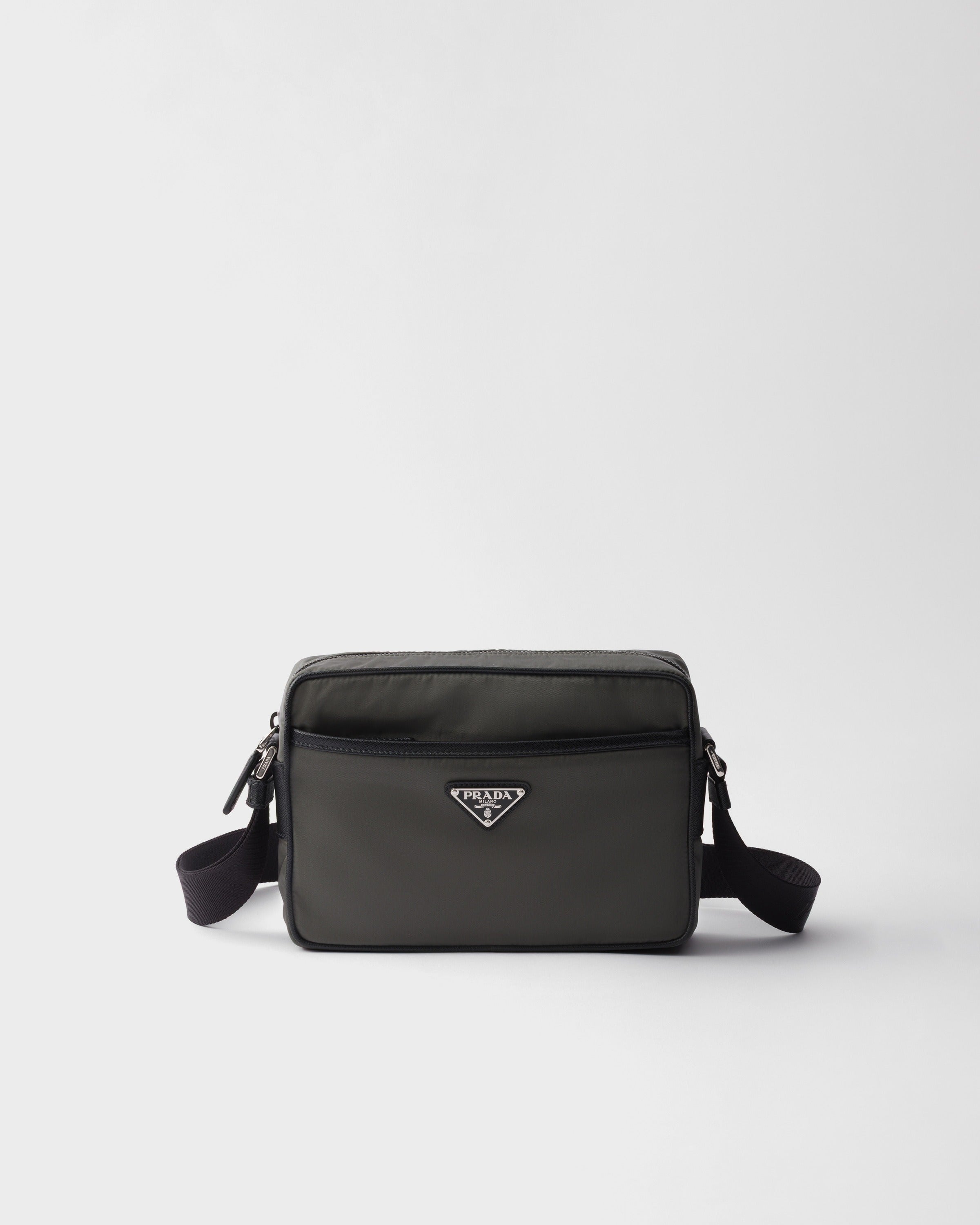 Re-Nylon and Saffiano shoulder bag Forest Green
