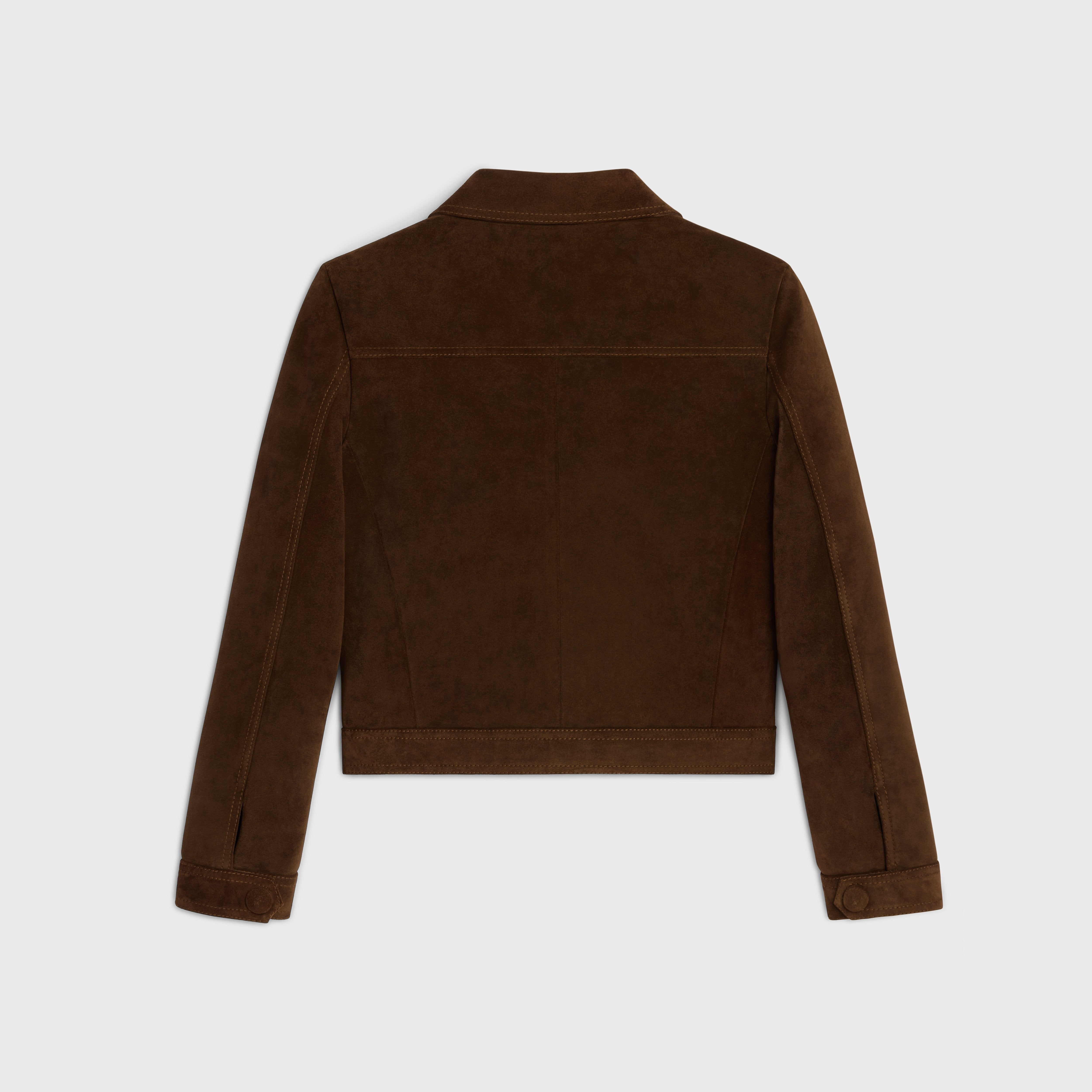 STRAIGHT-CUT BLOUSON JACKET IN SUEDE - ESPRESSO