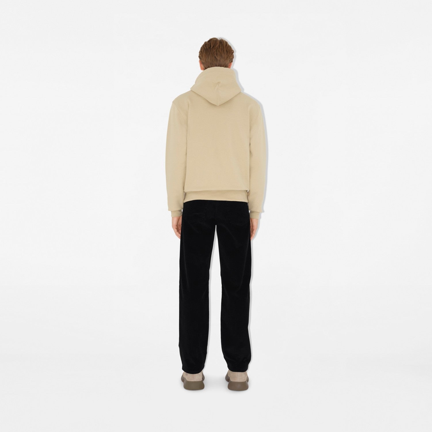 Check Label Cotton Hoodie - Nutmeg