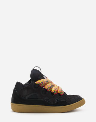 LEATHER CURB SNEAKERS - BLACK