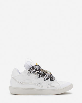 LANVIN X FUTURE CURB 3.0 LEATHER SNEAKERS FOR MEN - WHITE/BLACK