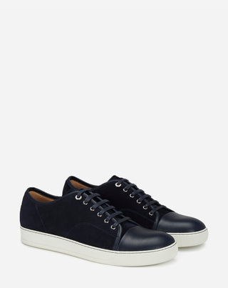 DBB1 LEATHER AND SUEDE SNEAKERS - NAVY BLUE