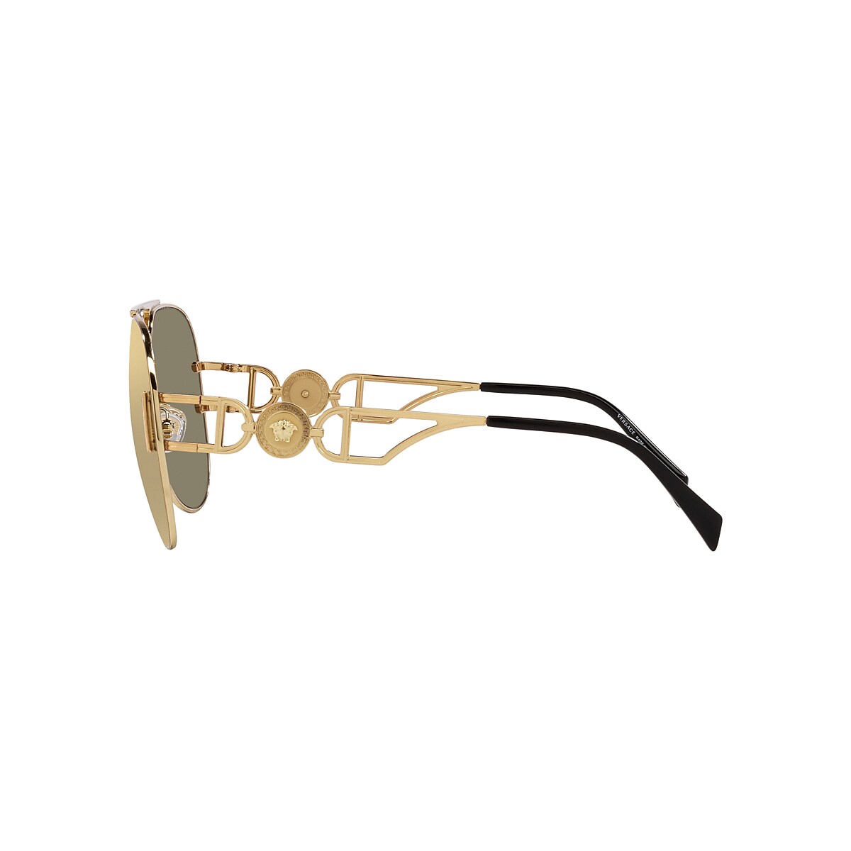 VERSACE VE2255 Gold - Unisex Luxury Sunglasses, Clear Mirror Real Yellow Gold Lens