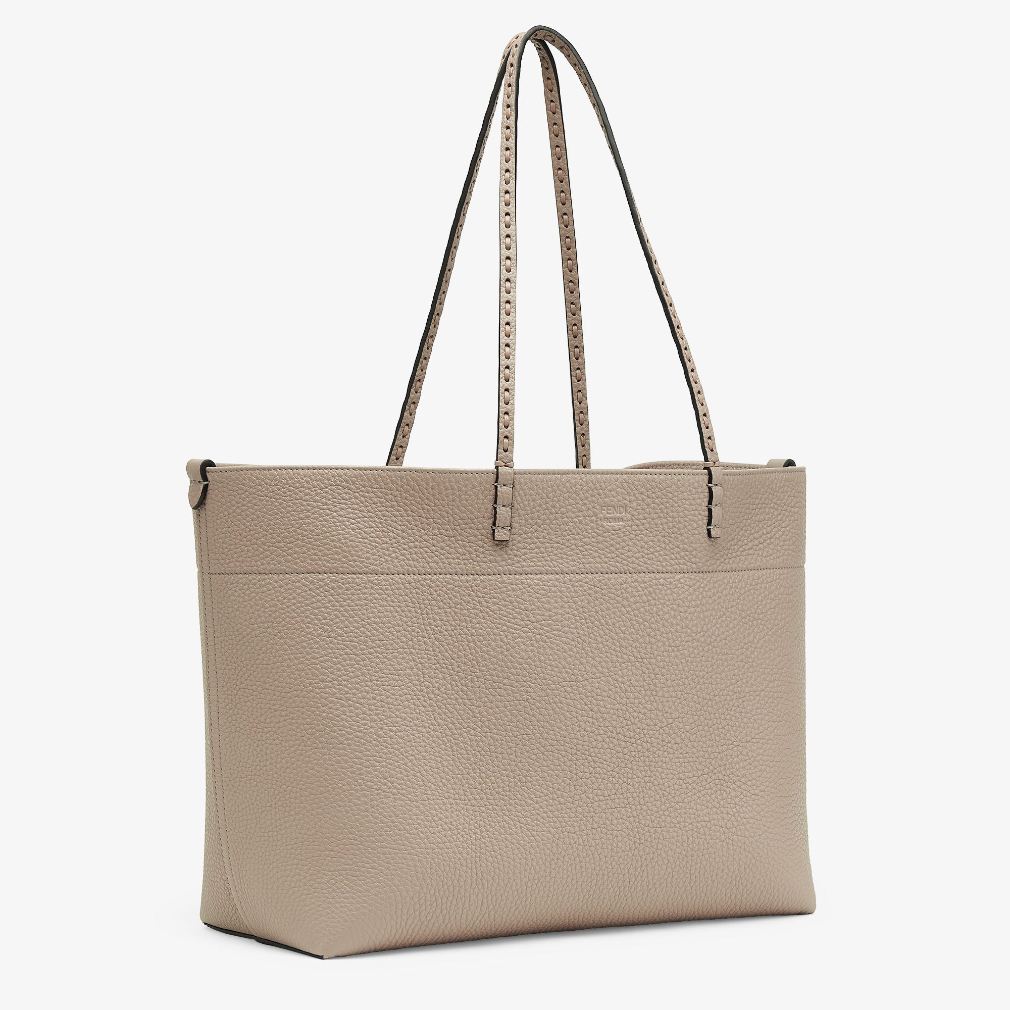 Medium Roll Dove gray Selleria shopper with 218 hand-sewn topstitches