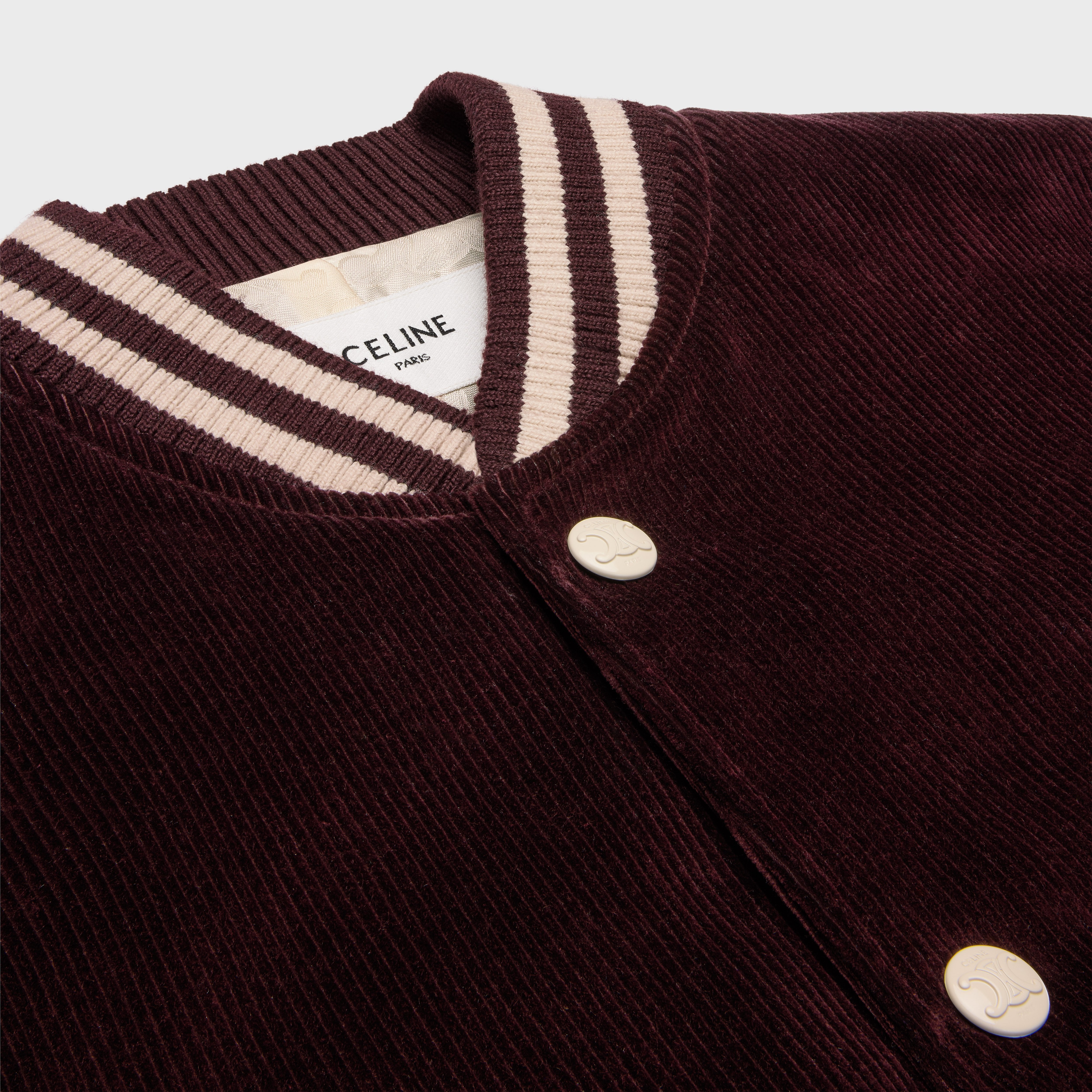 LOOSE TEDDY JACKET IN TRIOMPHE CORDUROY - BURGUNDY/ECRU