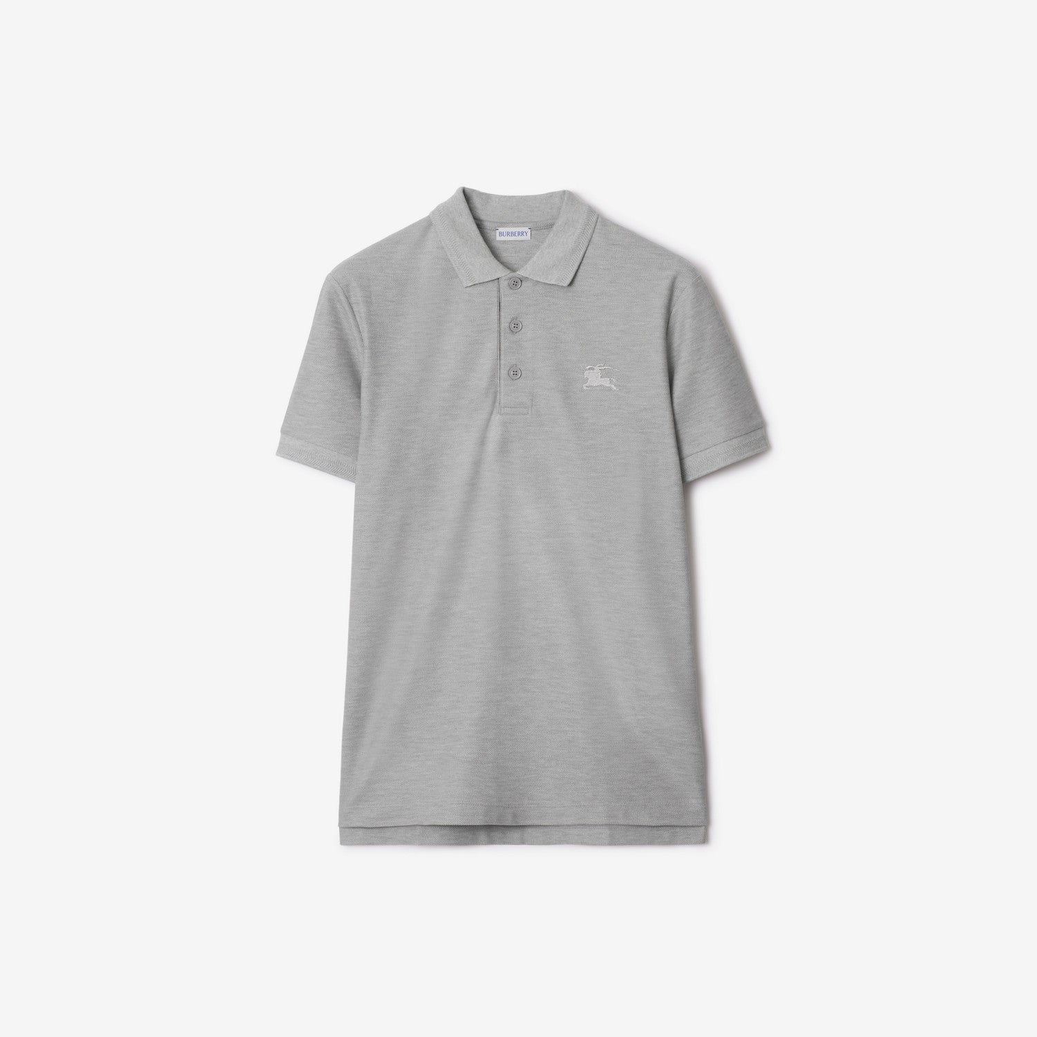 Cotton Polo Shirt - Pale grey melange