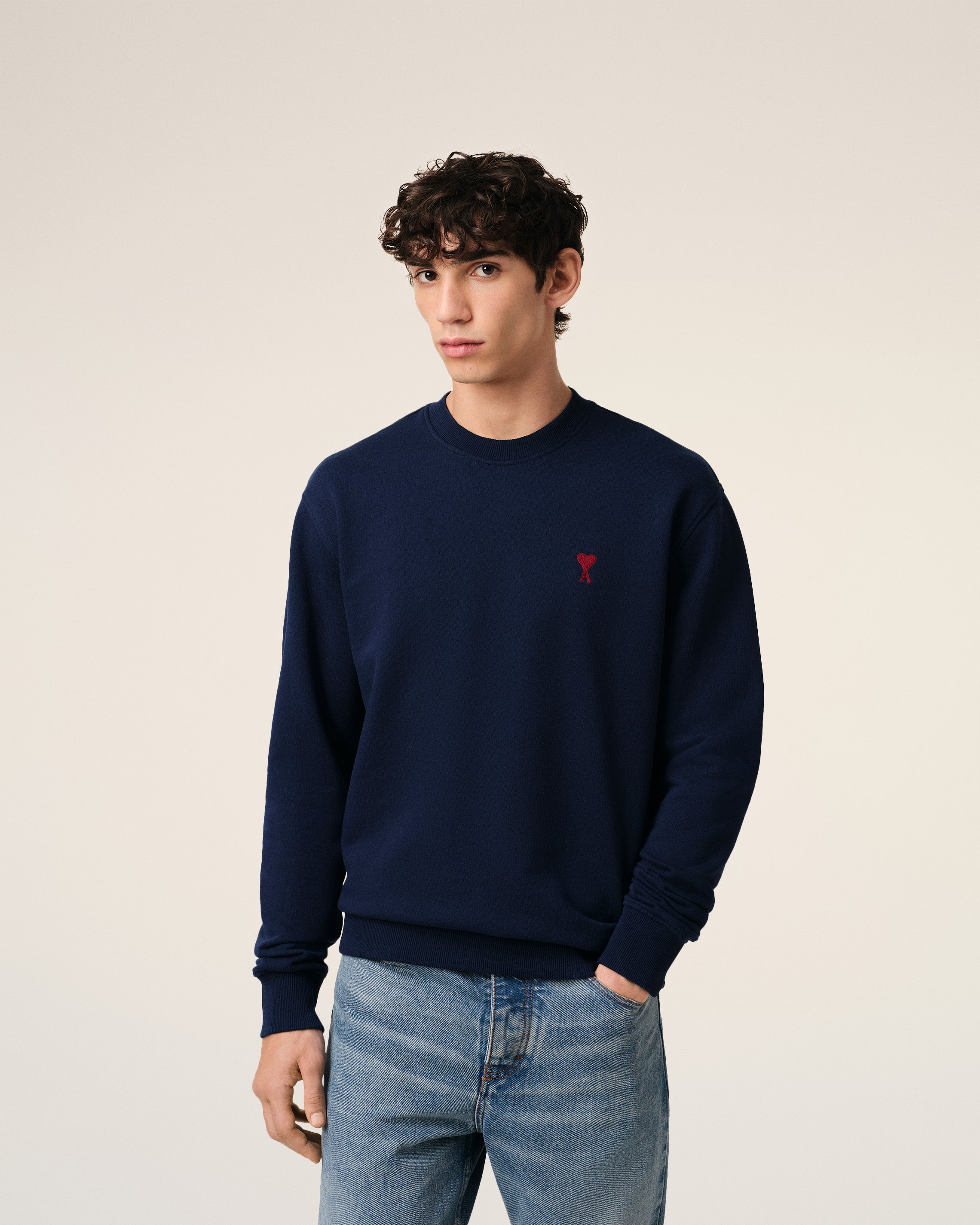 NAVY COTTON AMI DE COEUR SWEATSHIRT NIGHT BLUE
