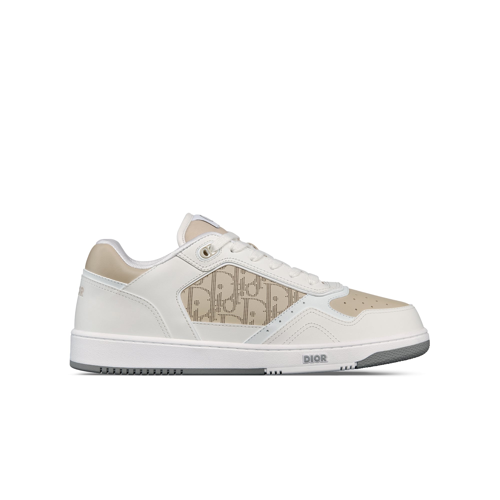 B27 Low-Top Sneaker - White and Beige Smooth Calfskin with Beige Dior Oblique Galaxy Leather