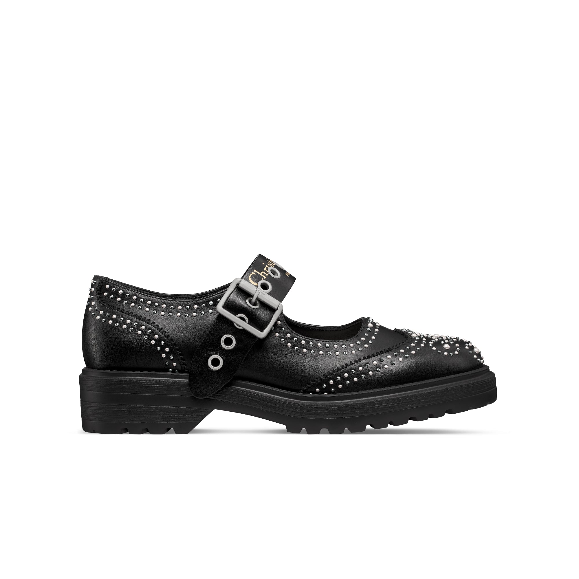 D-Society Baby - Black Calfskin with Silver-Finish Studs and White Resin Pearls