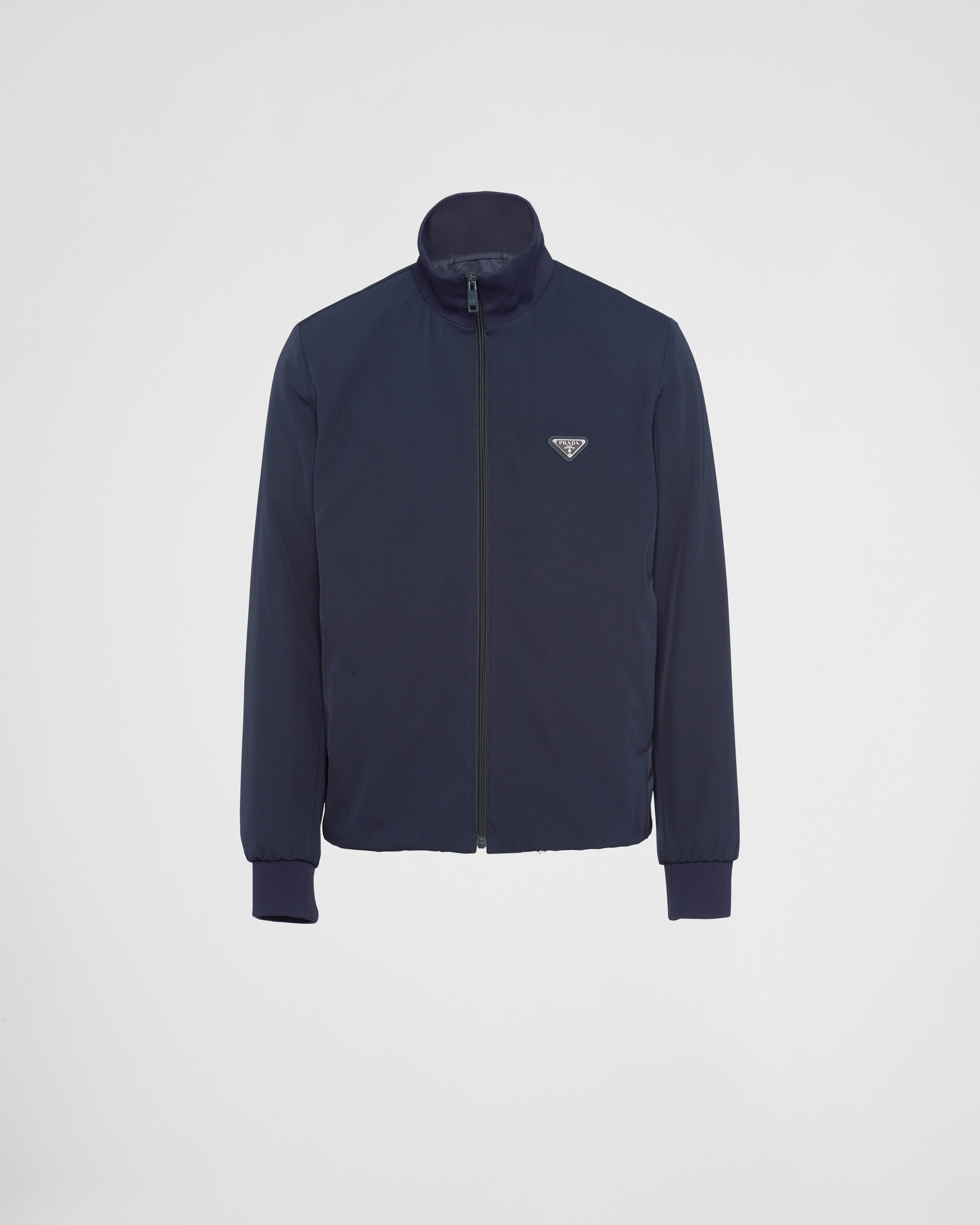 Stretch technical fabric zipper sweatshirt Navy