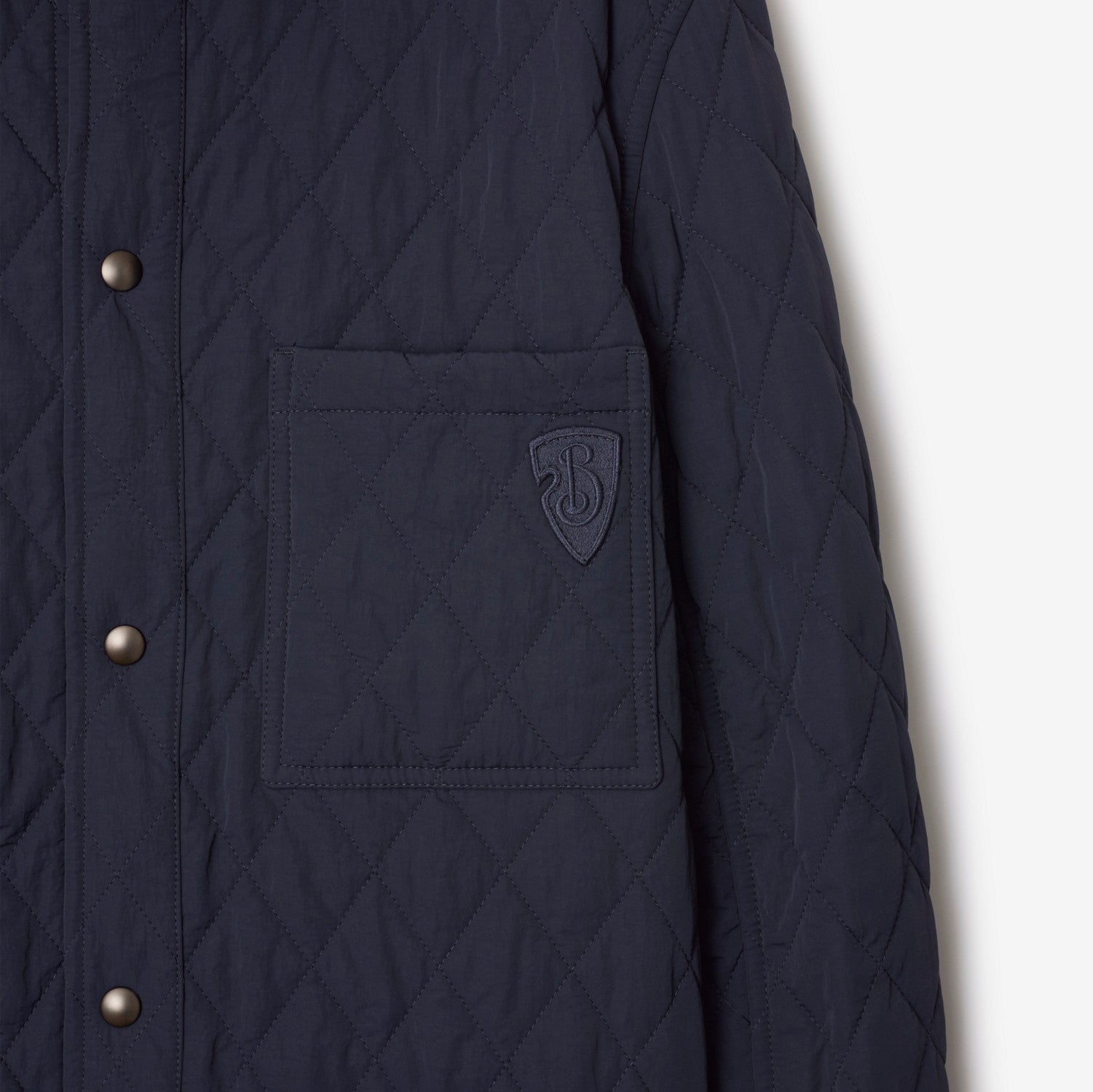 Reversible Quilted Nylon Overshirt - Navy/charcoal melange