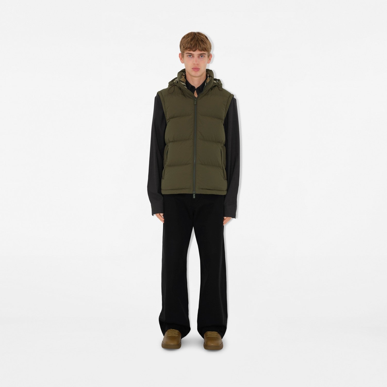 Detachable Sleeve Nylon Puffer Jacket - Loch/linden