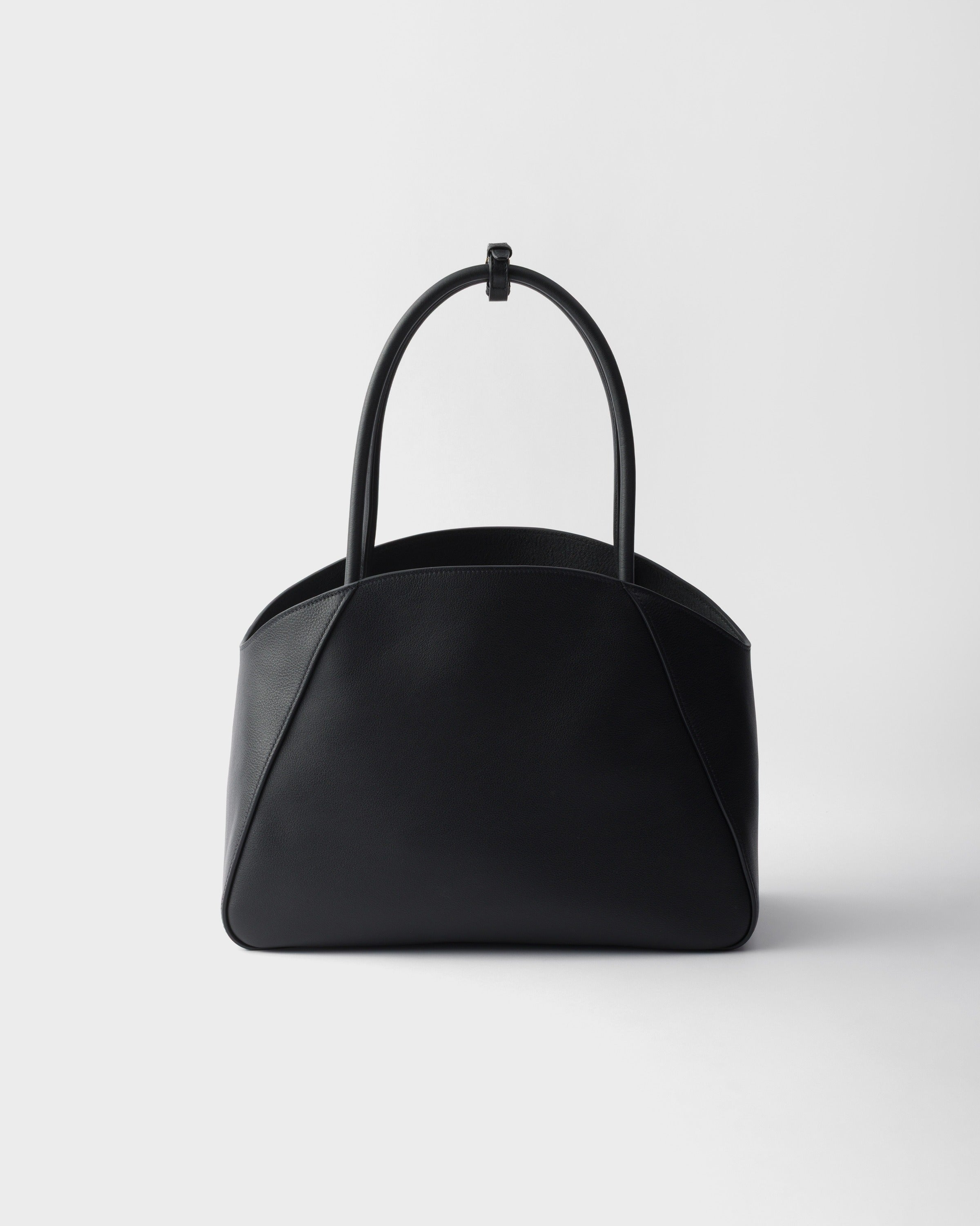 Large leather tote bag Black