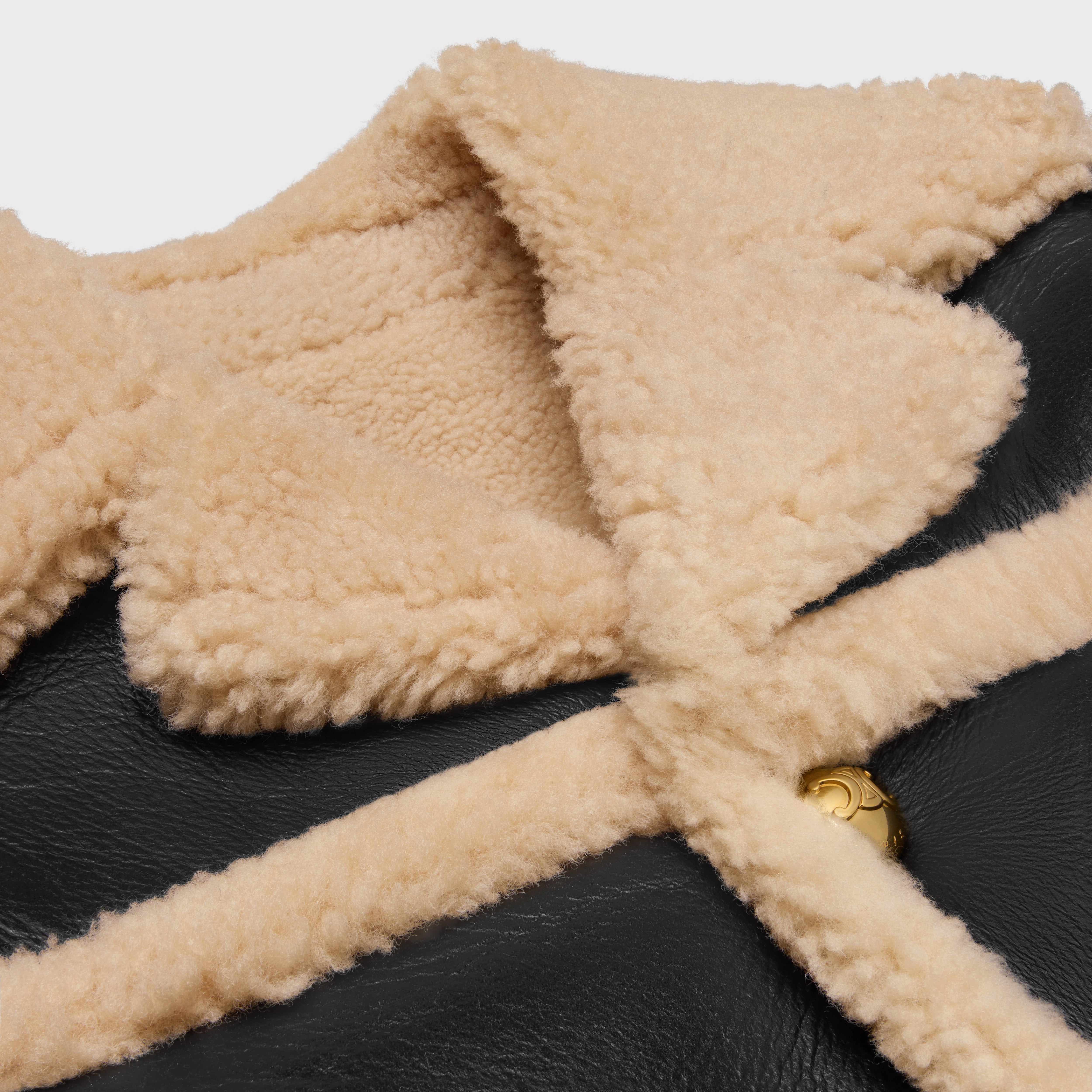 STRAIGHT-CUT BLOUSON JACKET IN CURLY LAMBSKIN - BLACK / HONEY