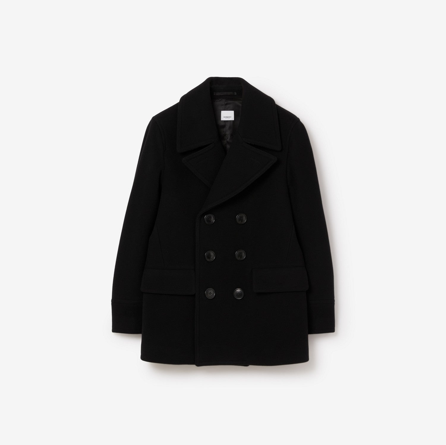 Wool Blend Pea Coat - Black