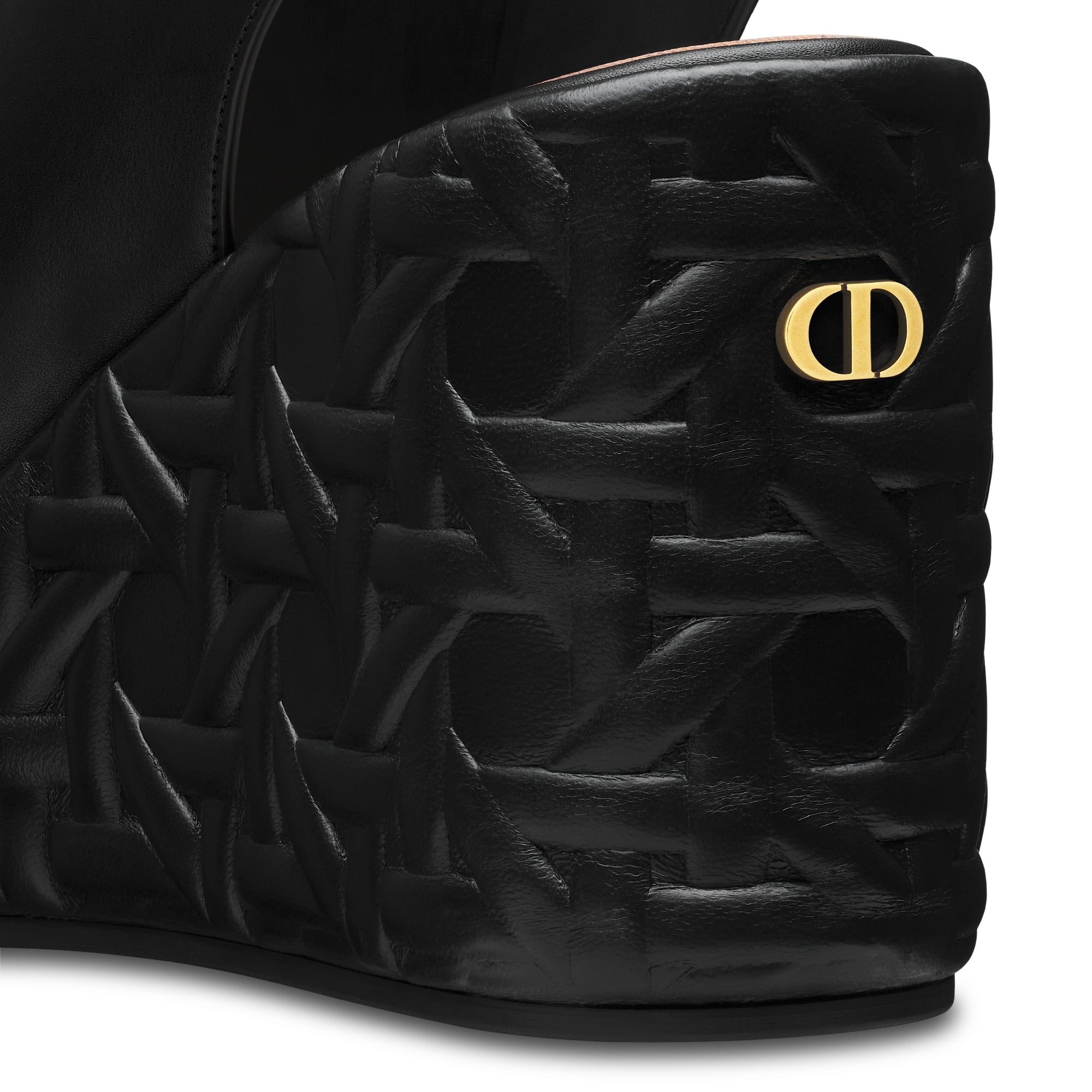 Attitude Dior Wedge Sandal - Black Calfskin