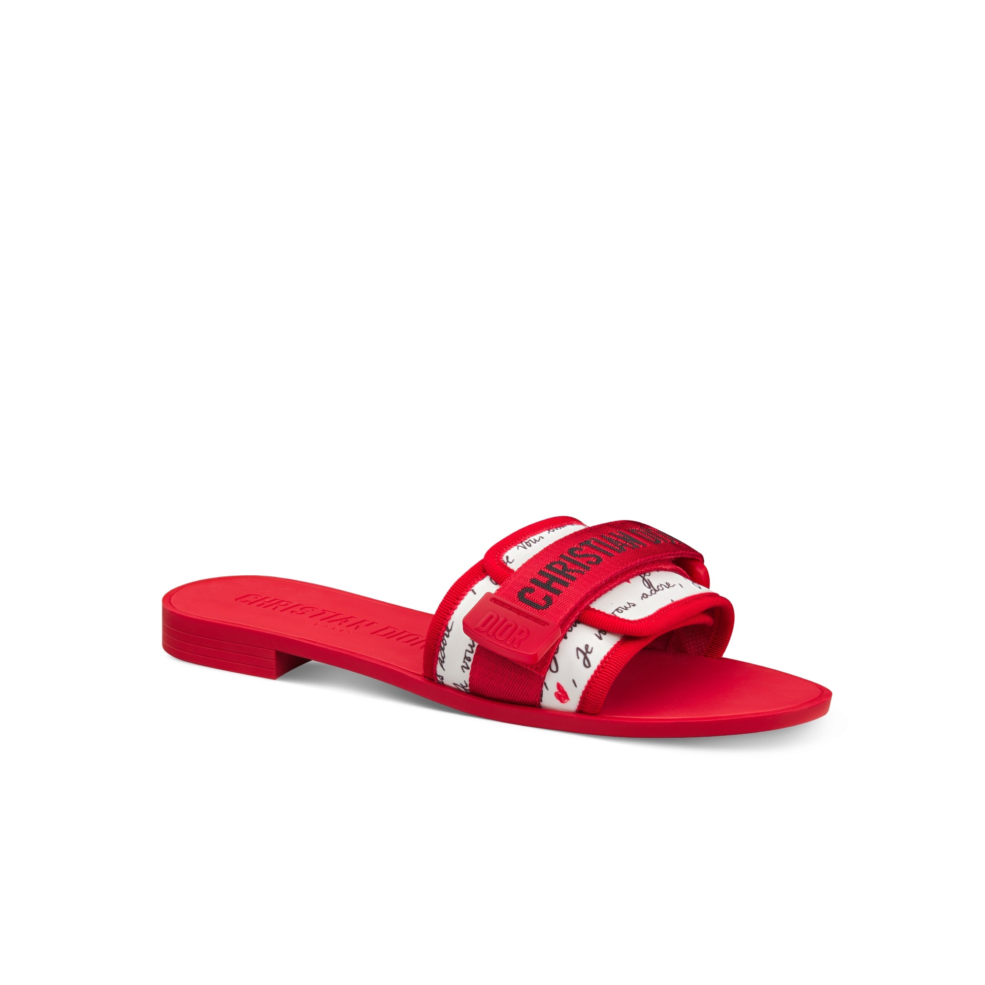 Dioramour Dio(r)evolution Slide - White Technical Fabric with Black and Red Je Vous Adore Motif