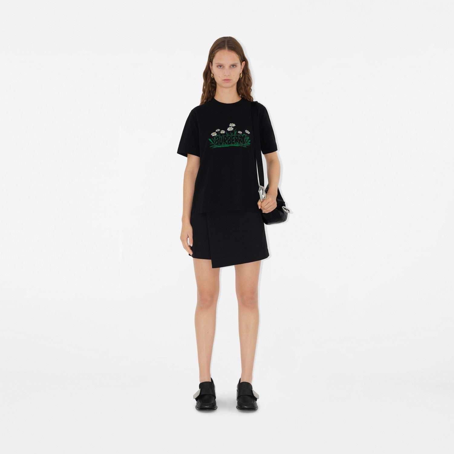 Daisy Logo Cotton T-shirt - Black