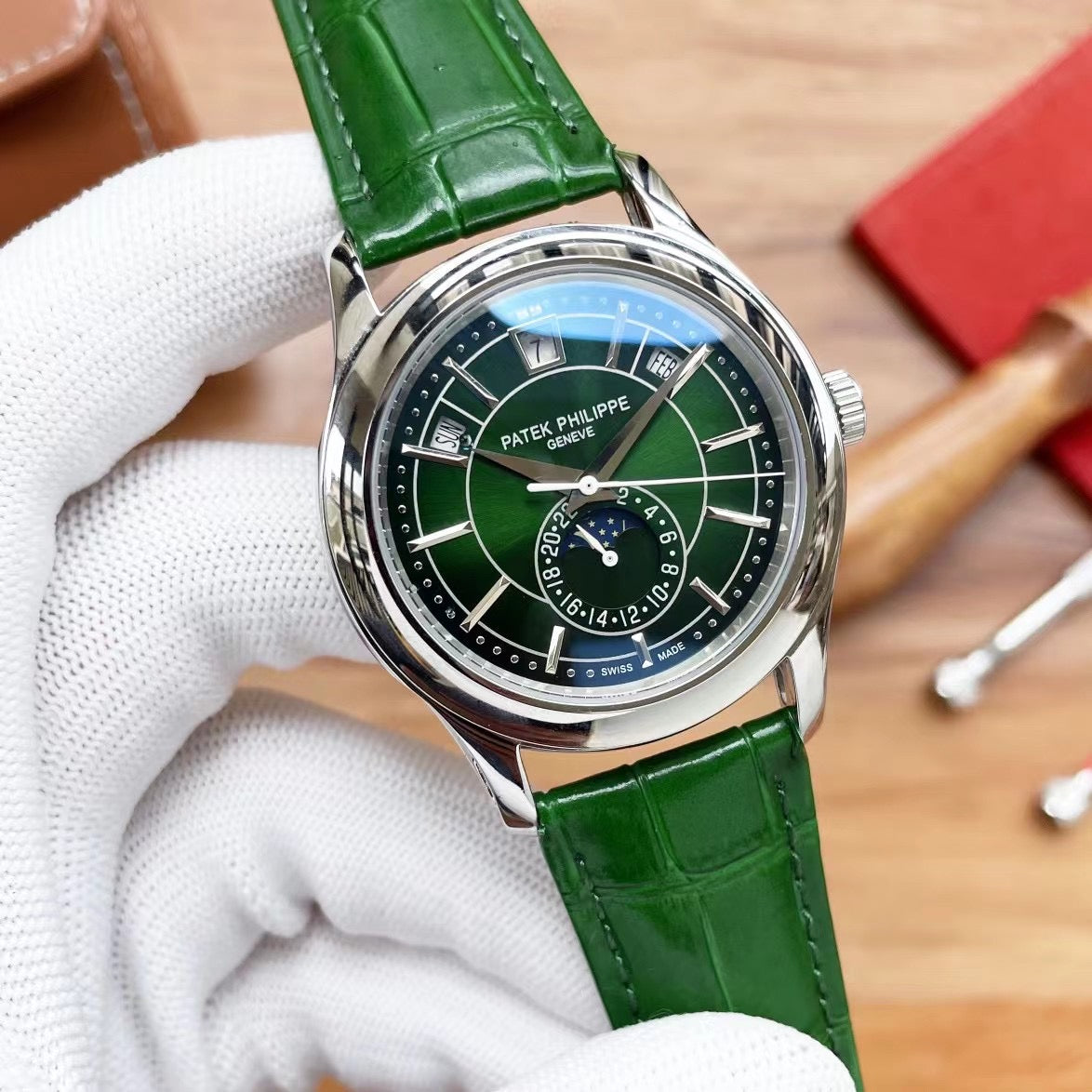 Patek Philippe Complications 40mm Green Dial Silver