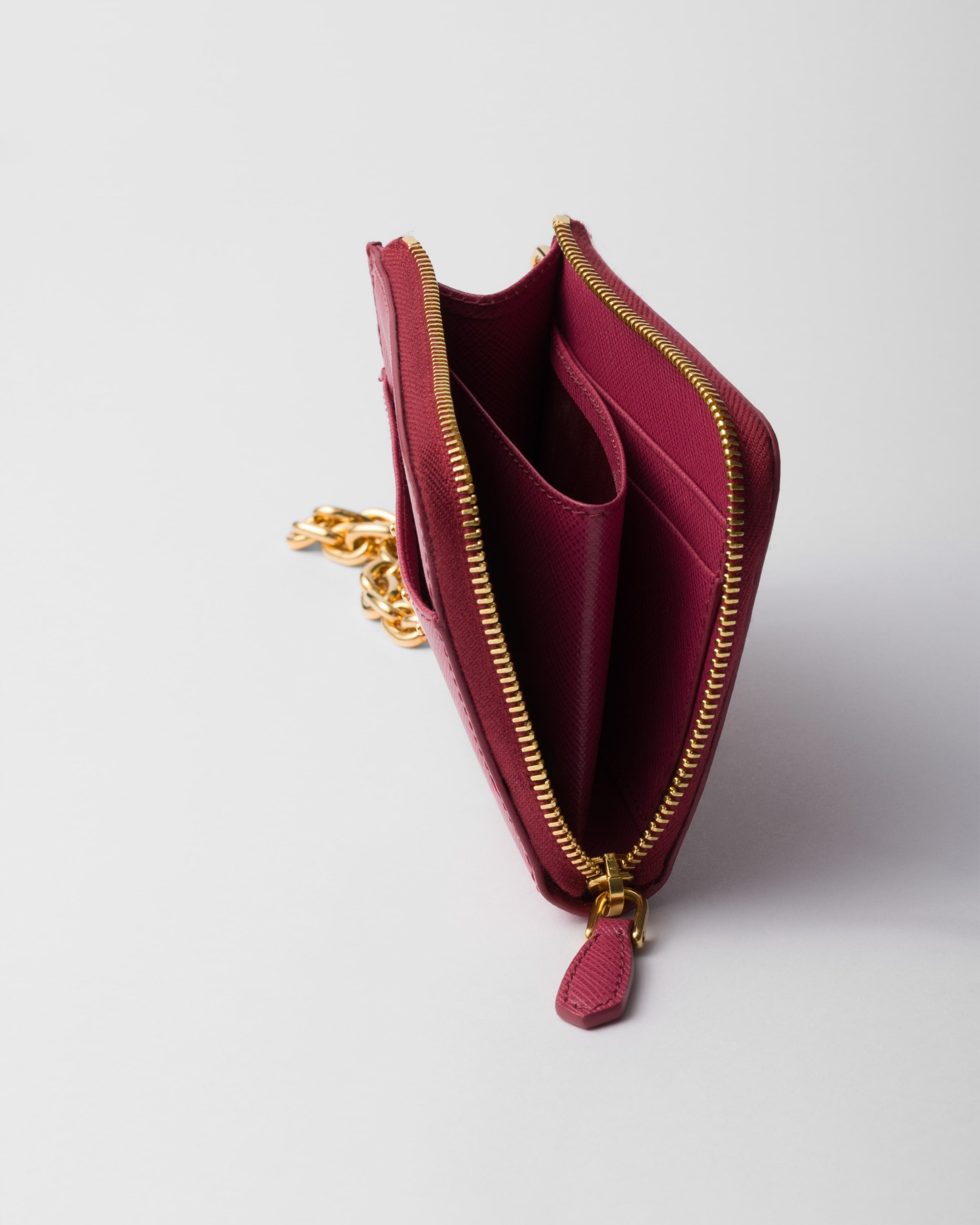 Small Saffiano leather zipper wallet Bruyere Pink