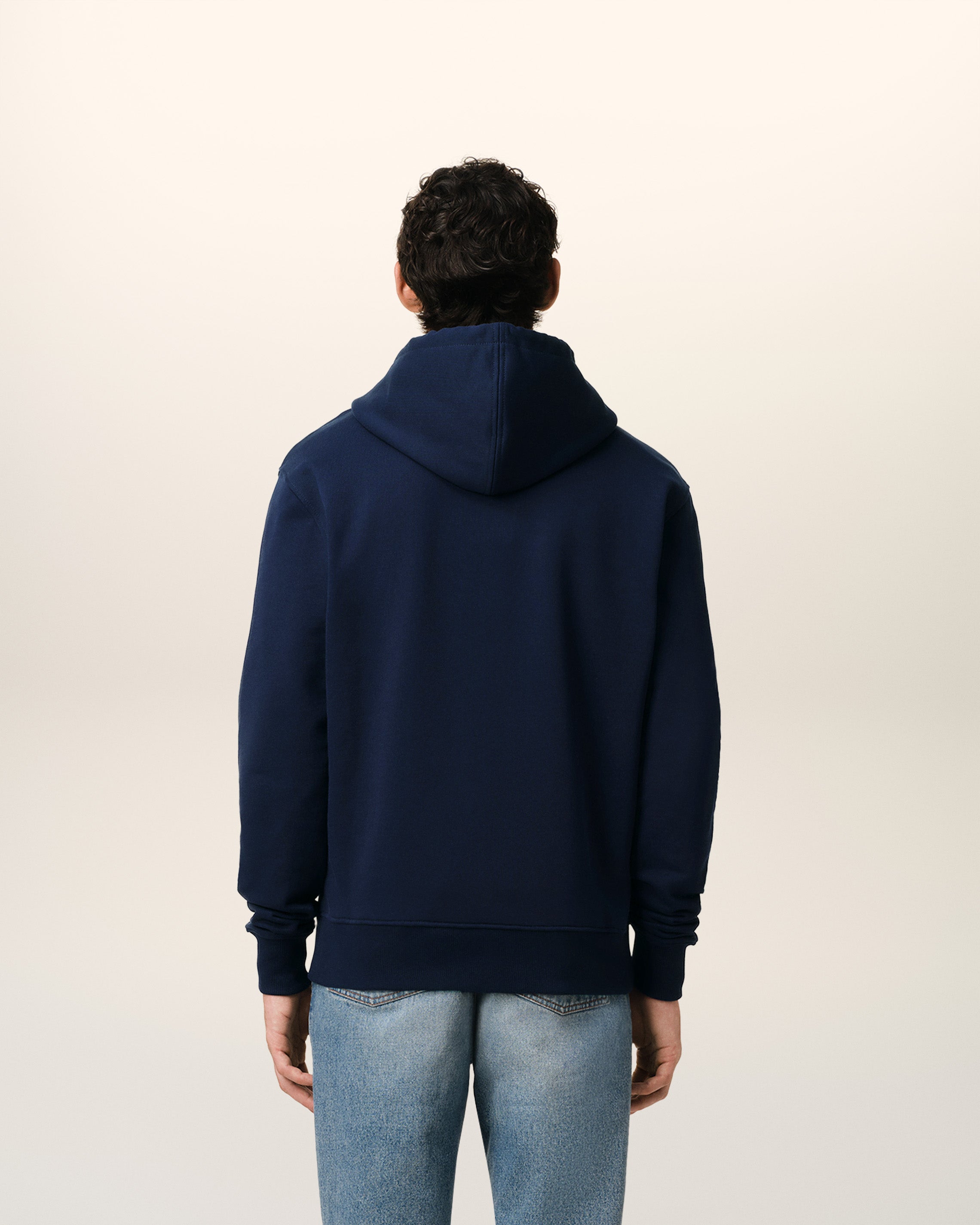 NAVY COTTON AMI DE COEUR ZIPPED HOODIE NIGHT BLUE