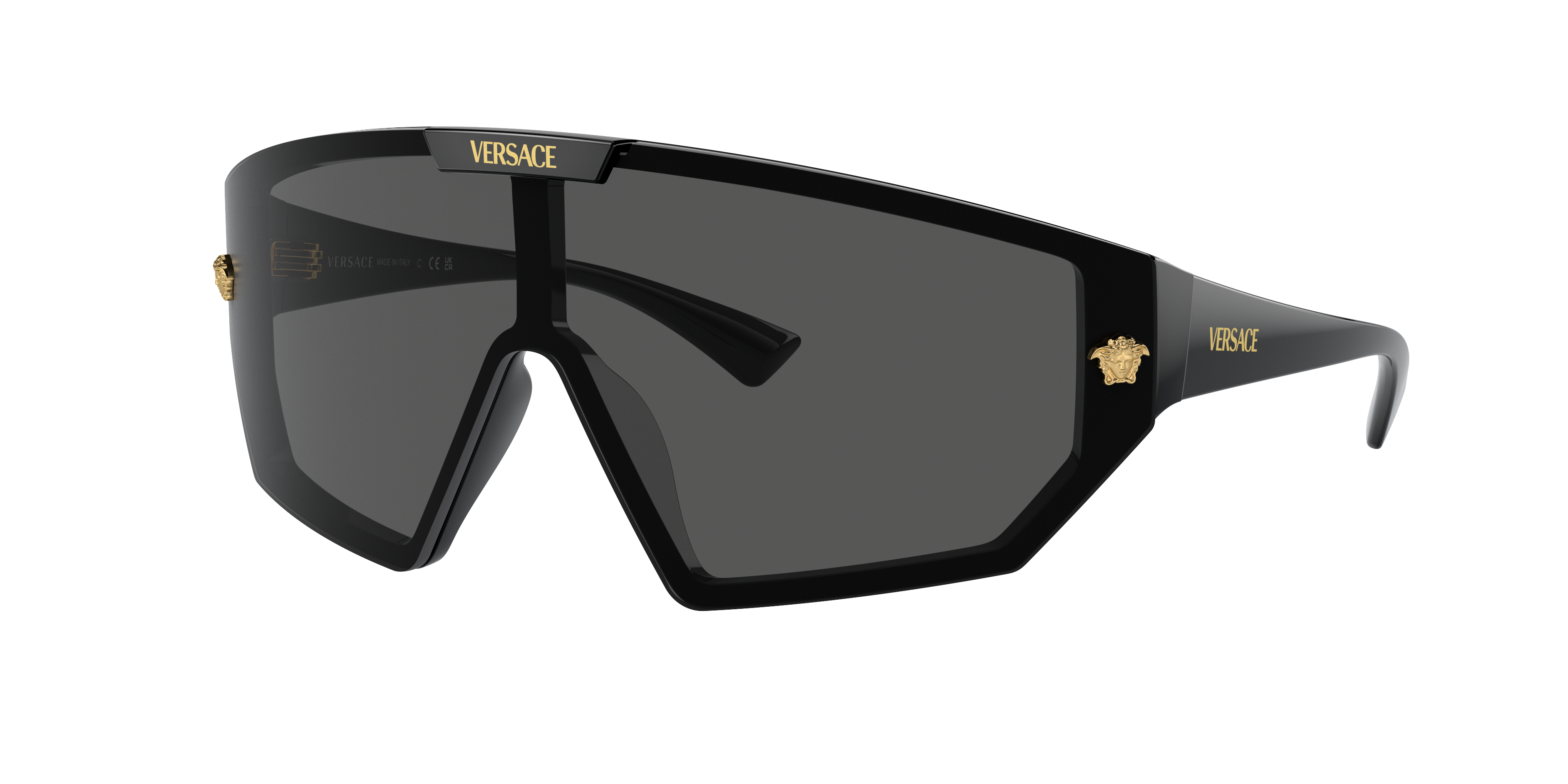 VERSACE VE4461 Black - Unisex Luxury Sunglasses, Dark Grey/Mirror Gold Lens