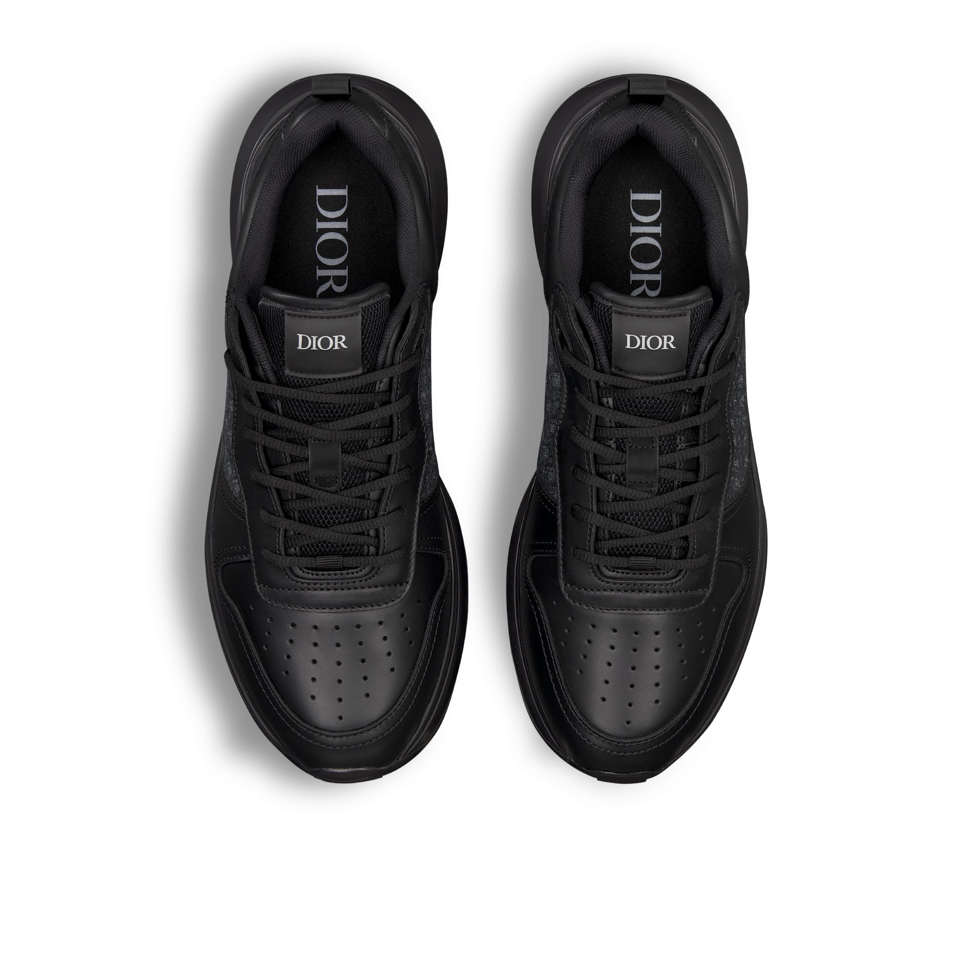 B25 Runner Sneaker - Black Smooth Calfskin and Dior Oblique Jacquard