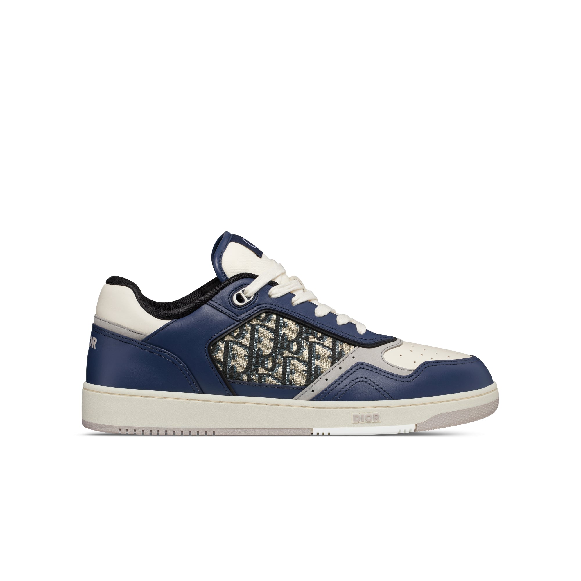 B27 Low-Top Sneaker - Blue, Cream and Dior Gray Smooth Calfskin with Beige and Black Dior Oblique Jacquard