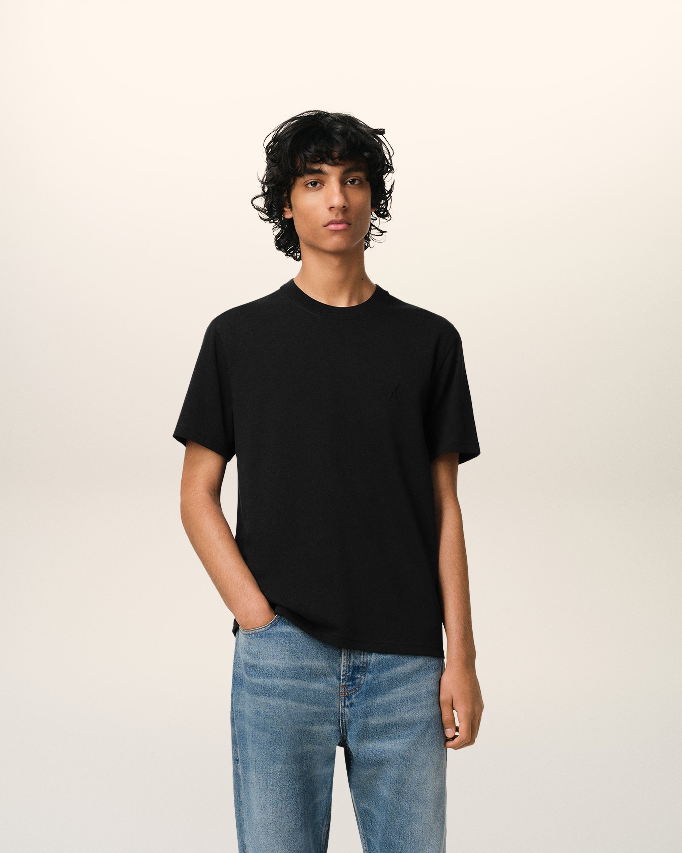 BLACK COTTON AMI DE COEUR T-SHIRT BLACK