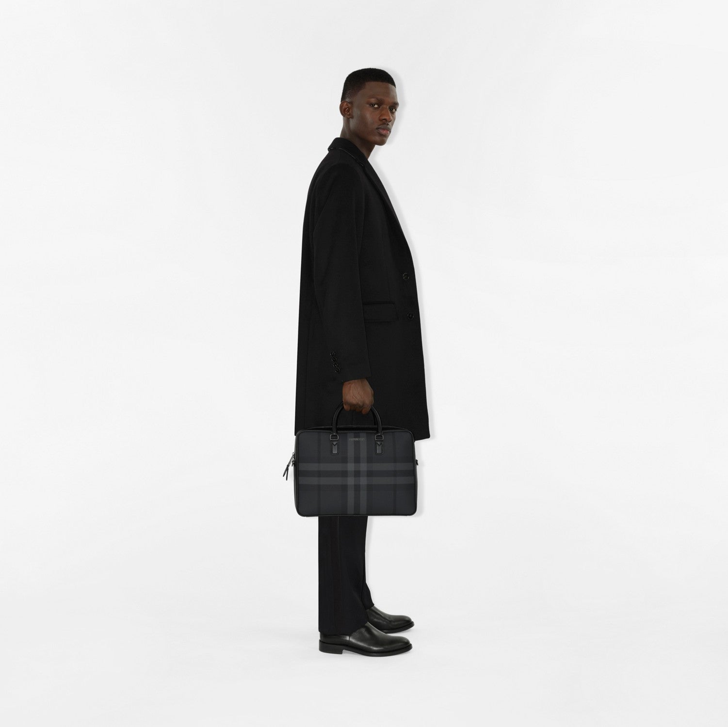 Wool Cashmere Tailored Coat - Black