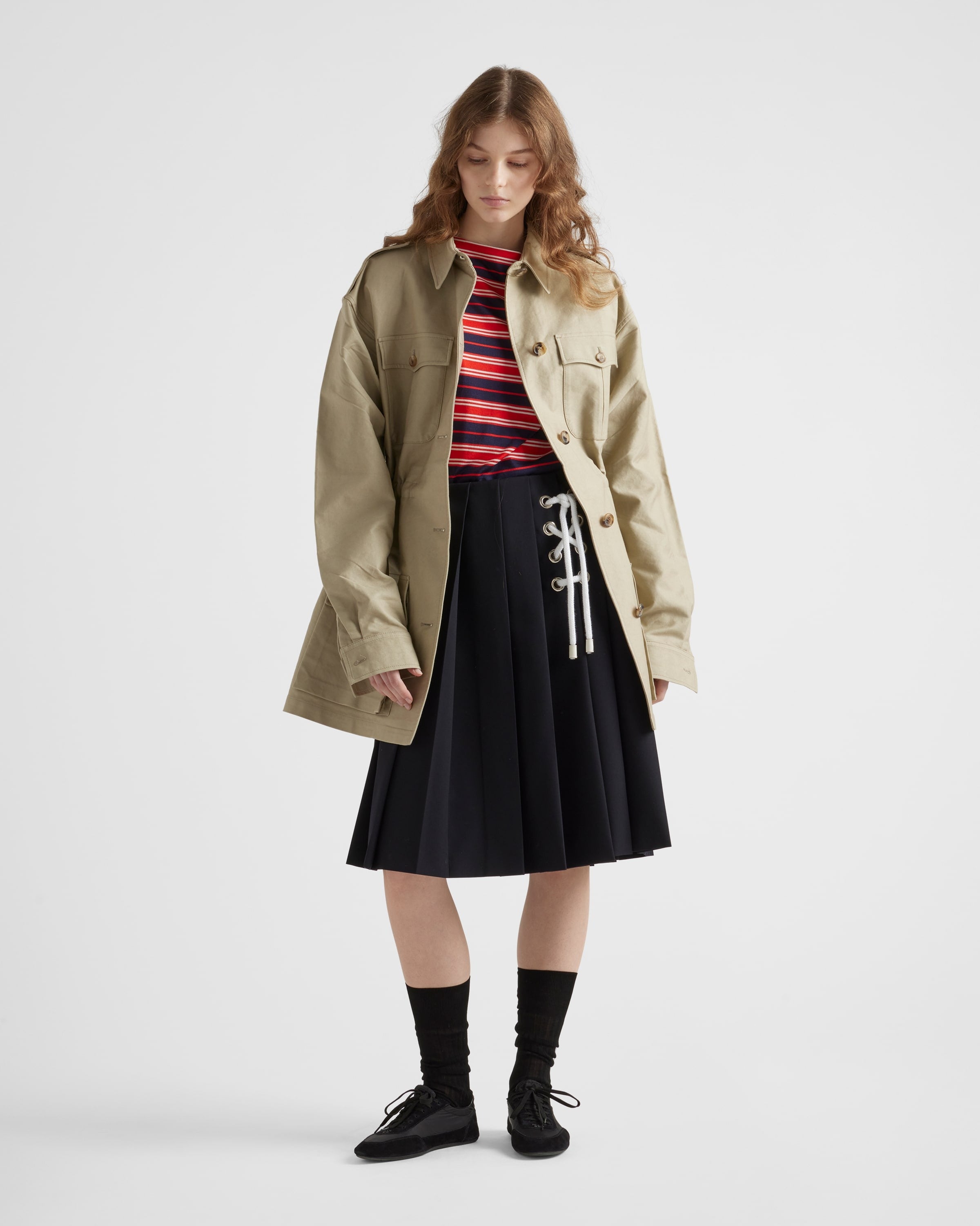 Silk boat neck sweater Blue/Red