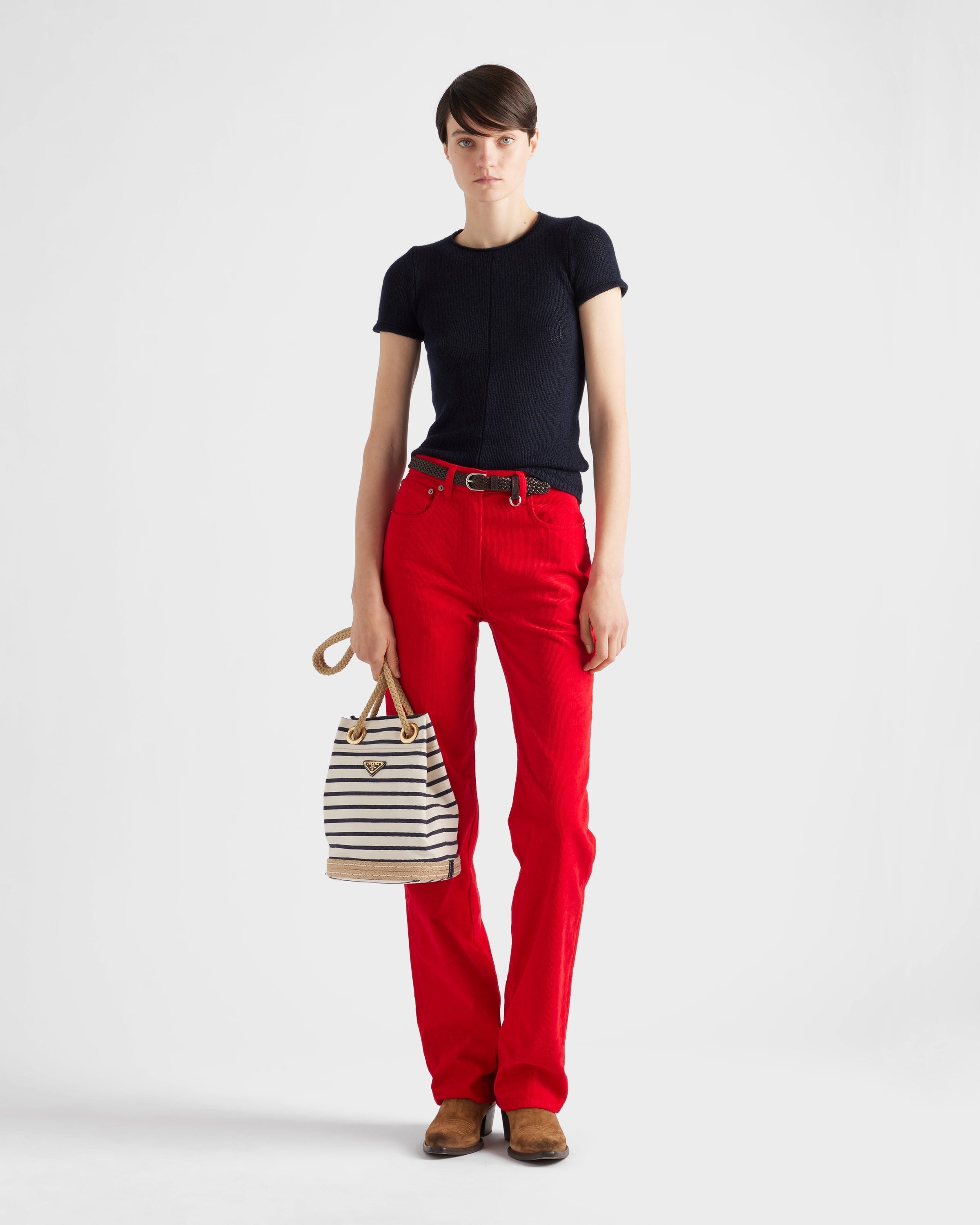 Short-sleeved cashmere sweater Navy