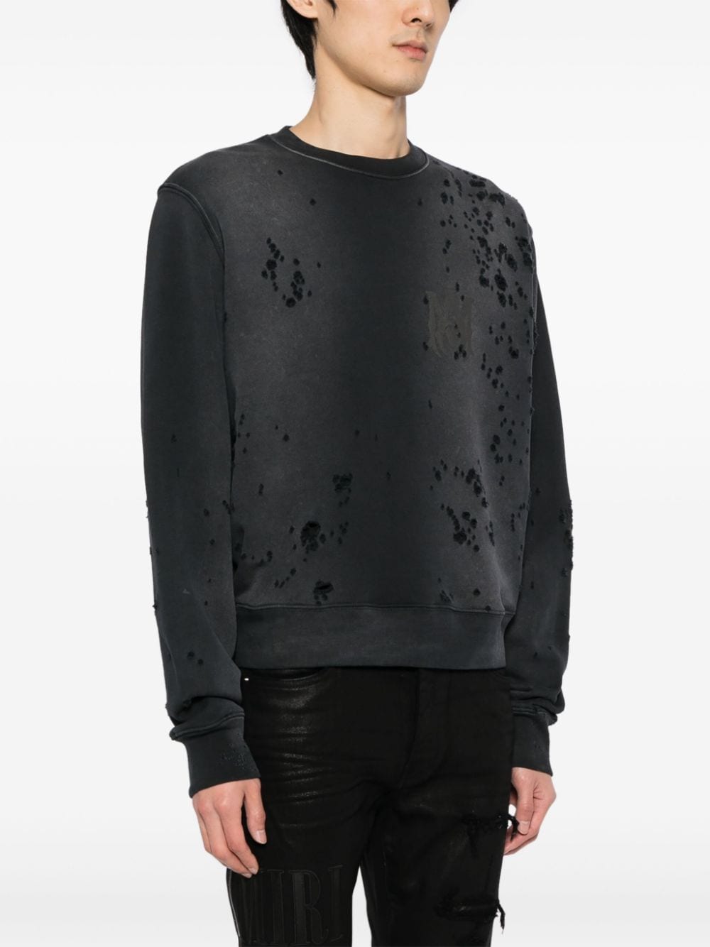 Distressed-effect cotton sweatshirt