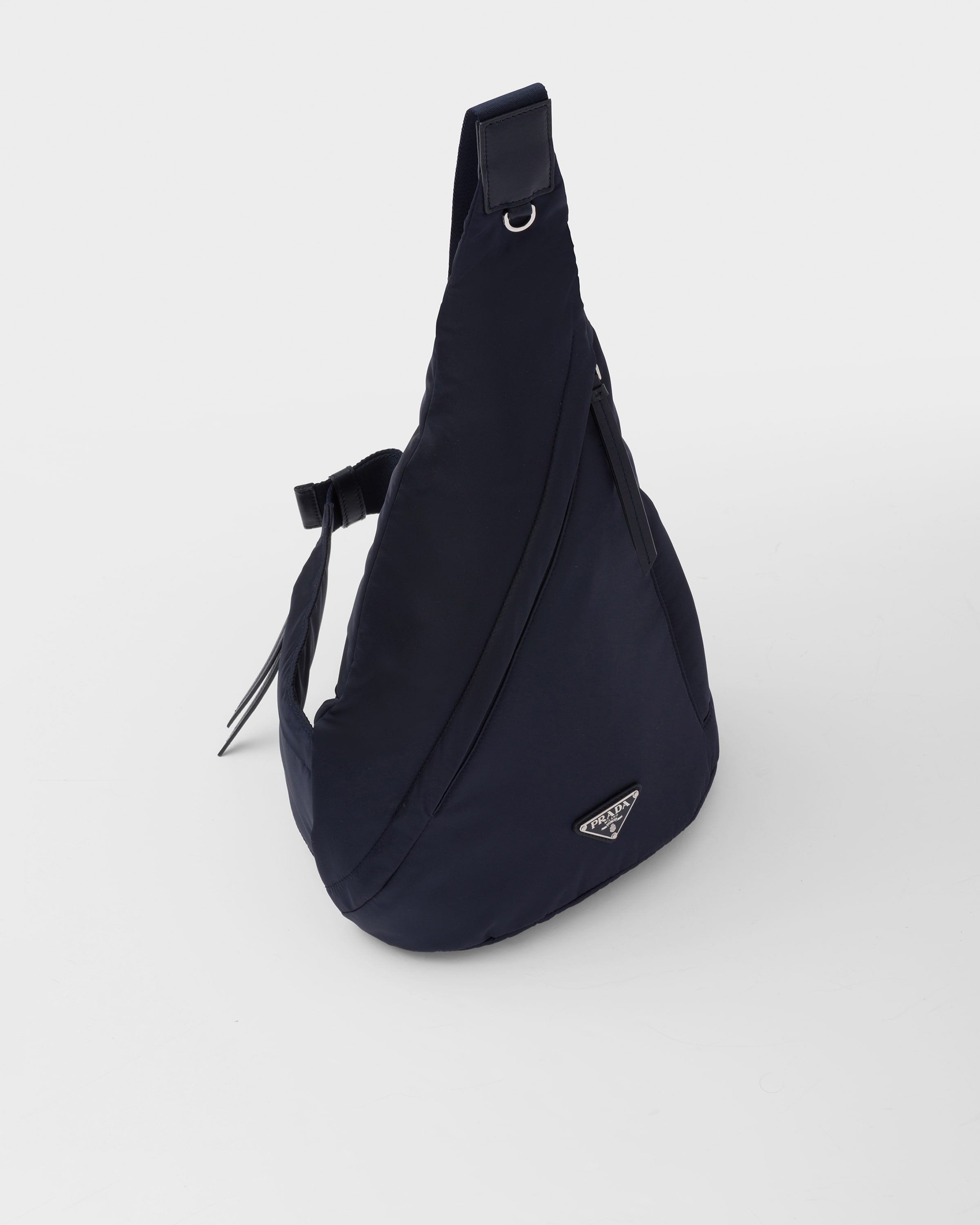 Re-Nylon and leather backpack Navy