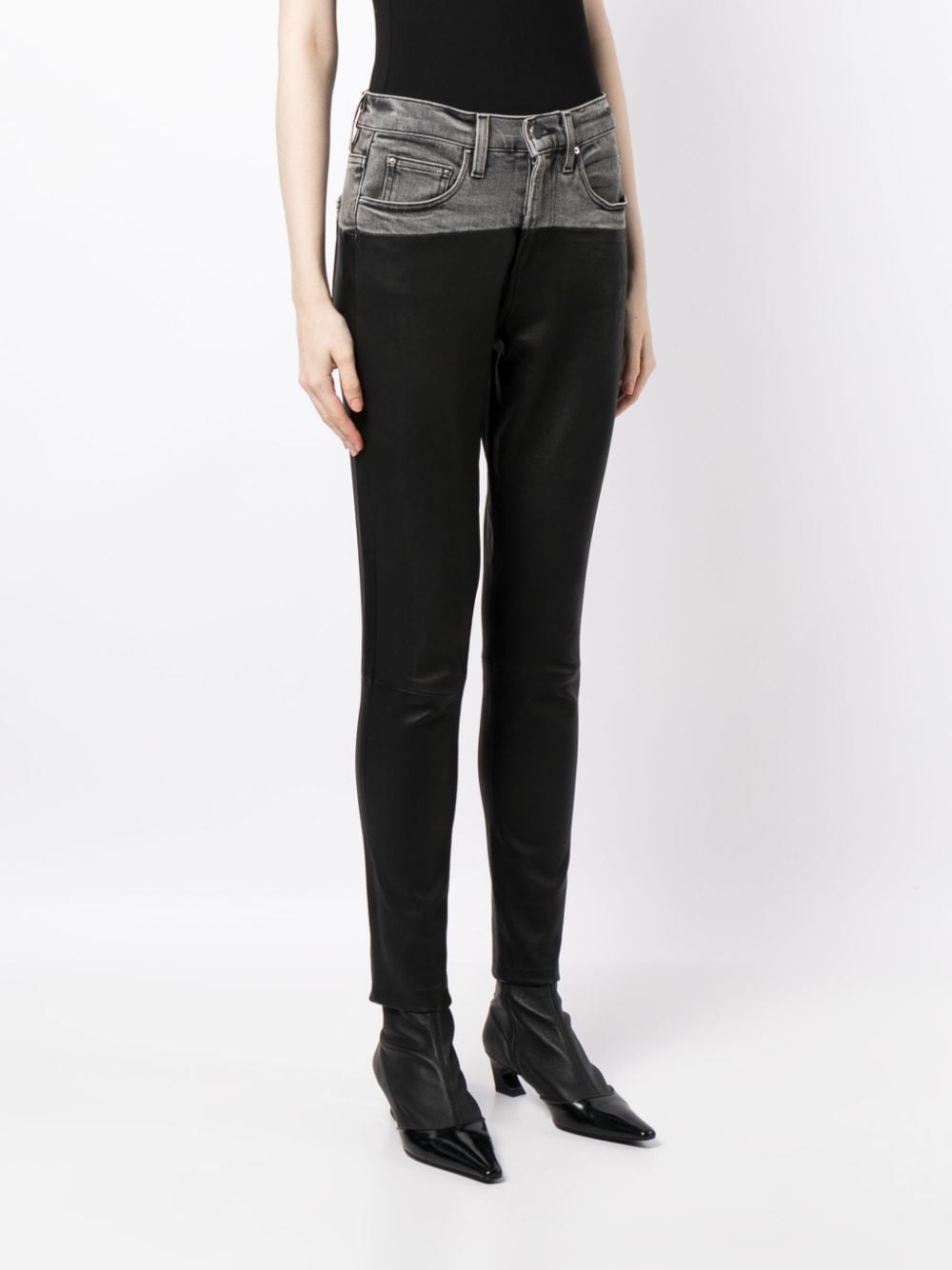 Leather-panelled skinny jeans