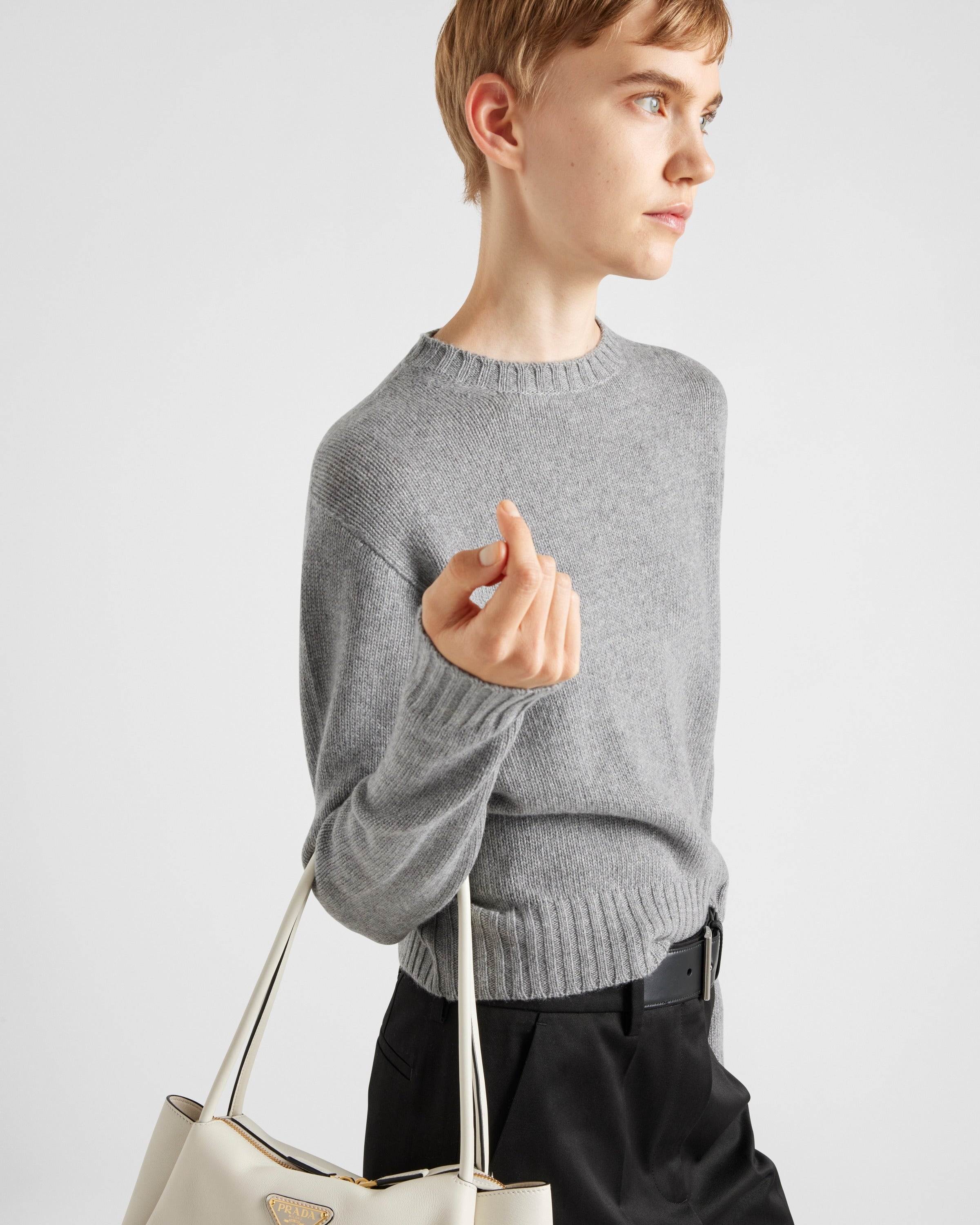 Ribbed knit Re-Cashmere sweater Grey