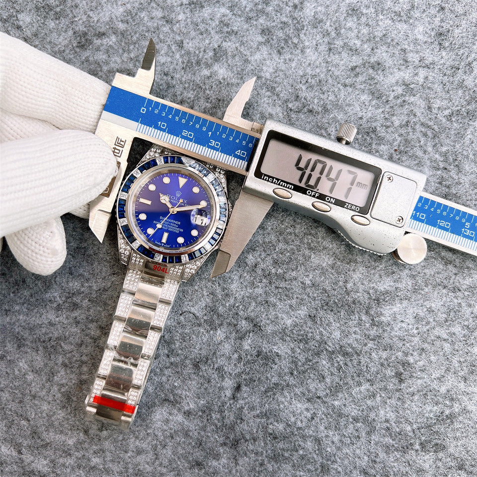 Rolex Submariner 40mm Diamond With Blue Dial Silver