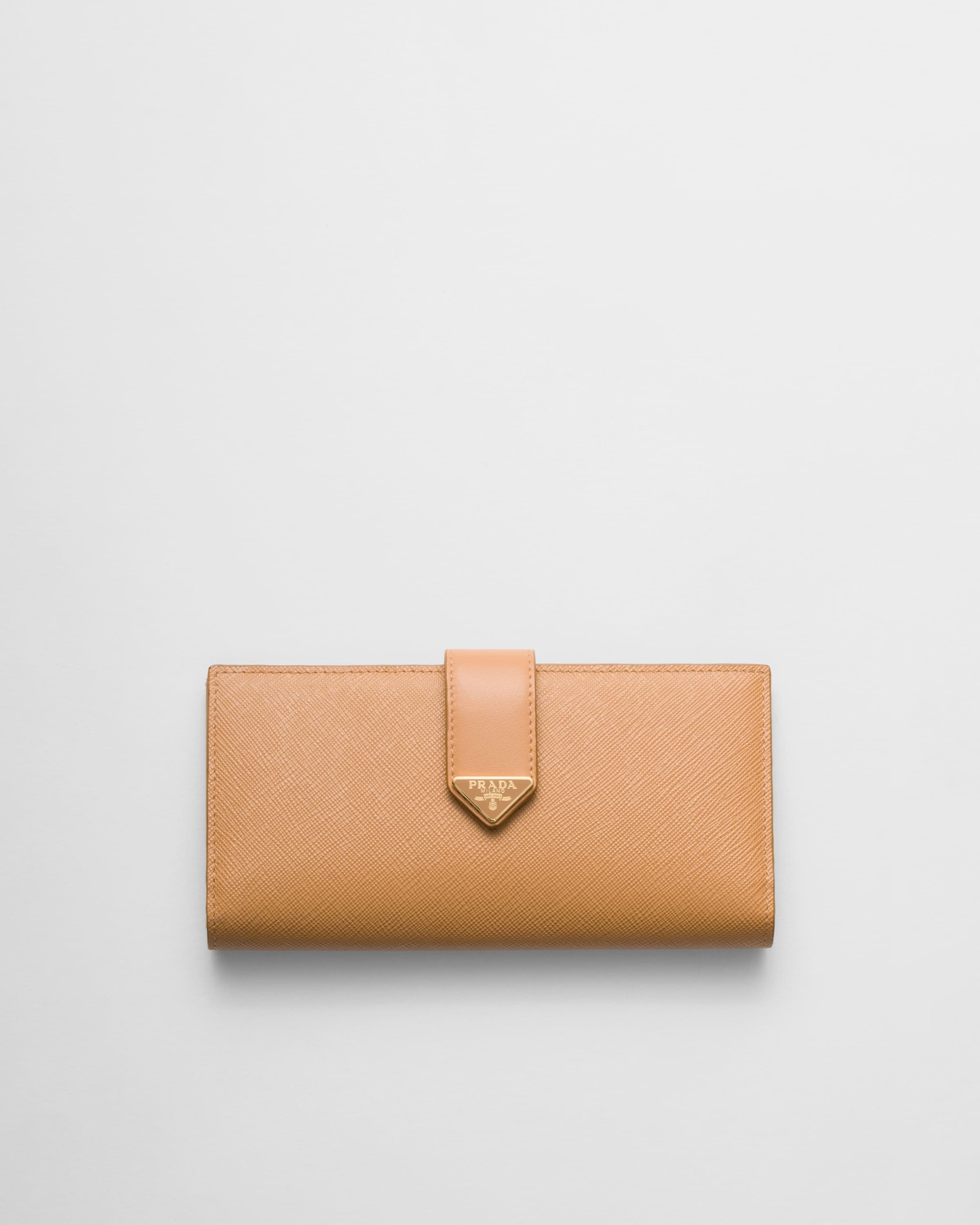 Large Saffiano and smooth leather wallet Natural