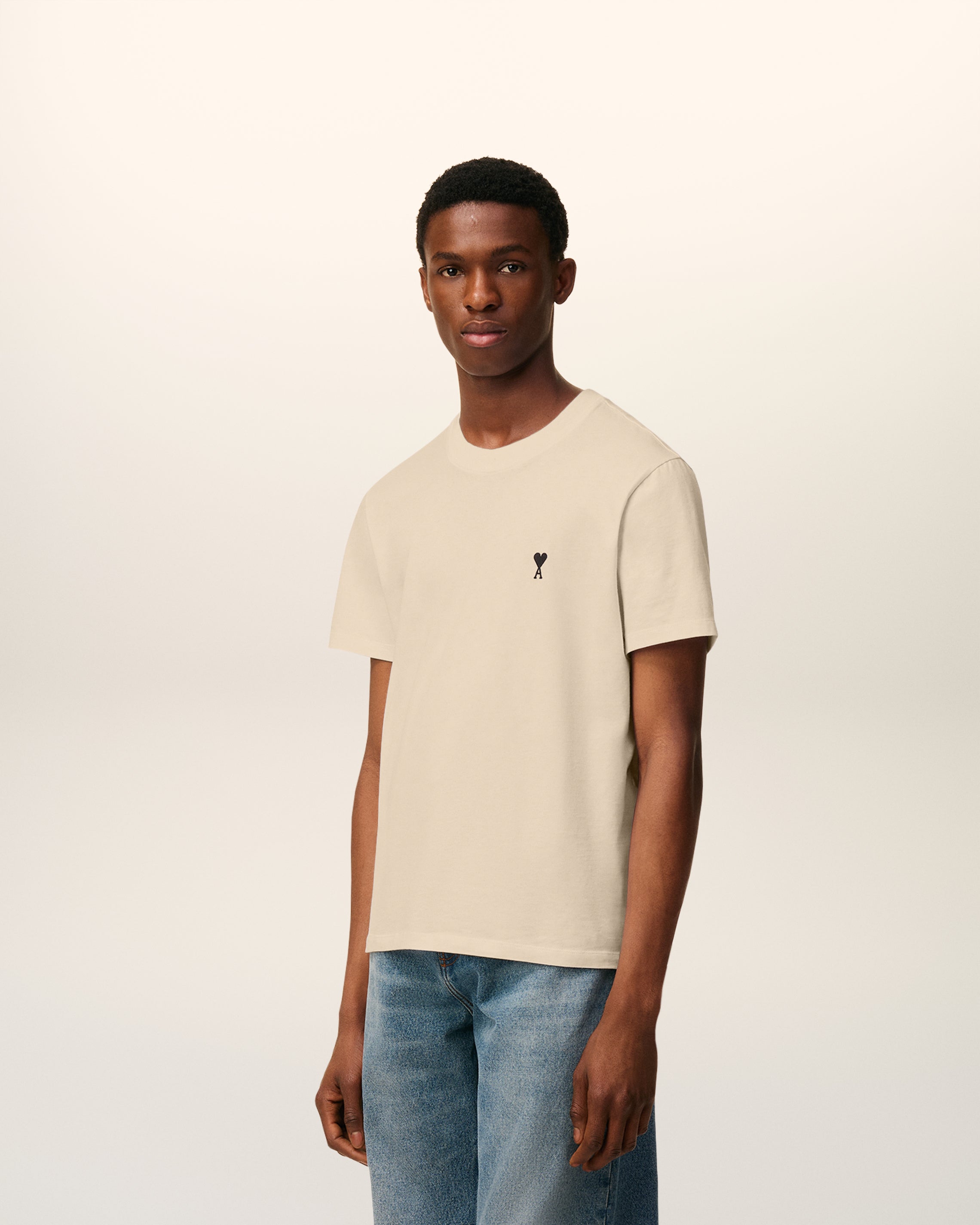 Beige Cotton Ami De Coeur T-shirt WHITE COFFEE