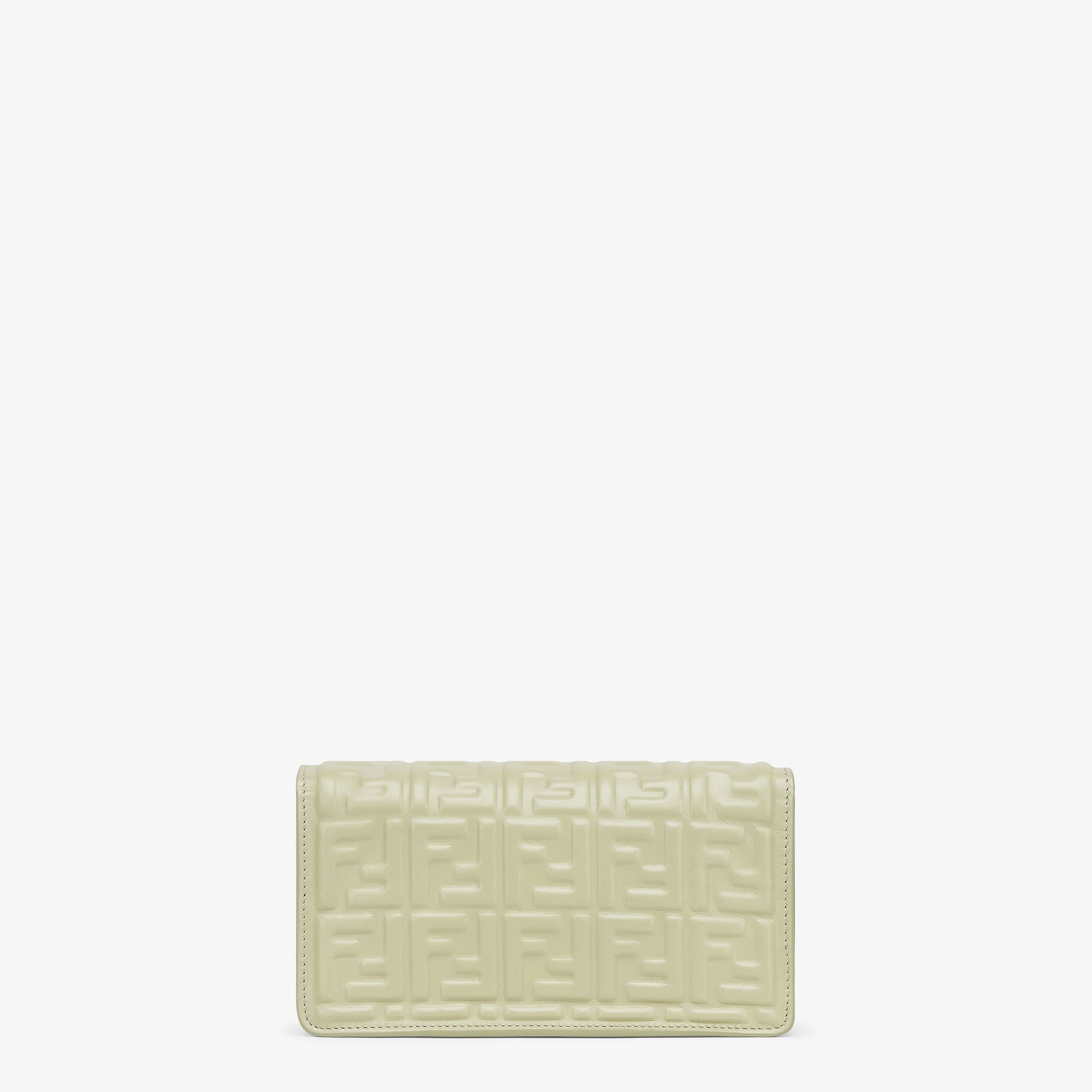 Wallet On Chain Baguette Sage green nappa leather wallet with FF motif