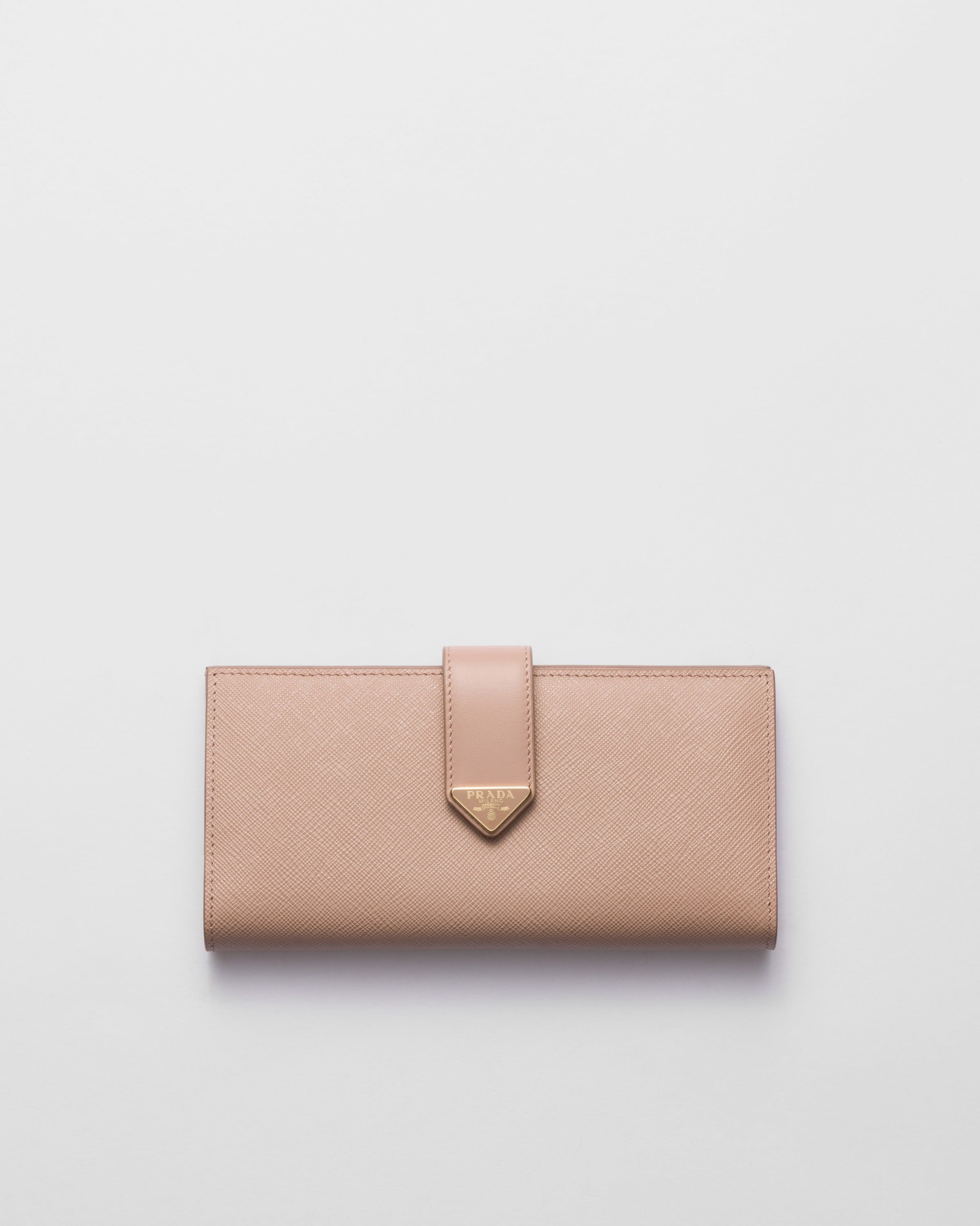 Large Saffiano and smooth leather wallet Powder Pink
