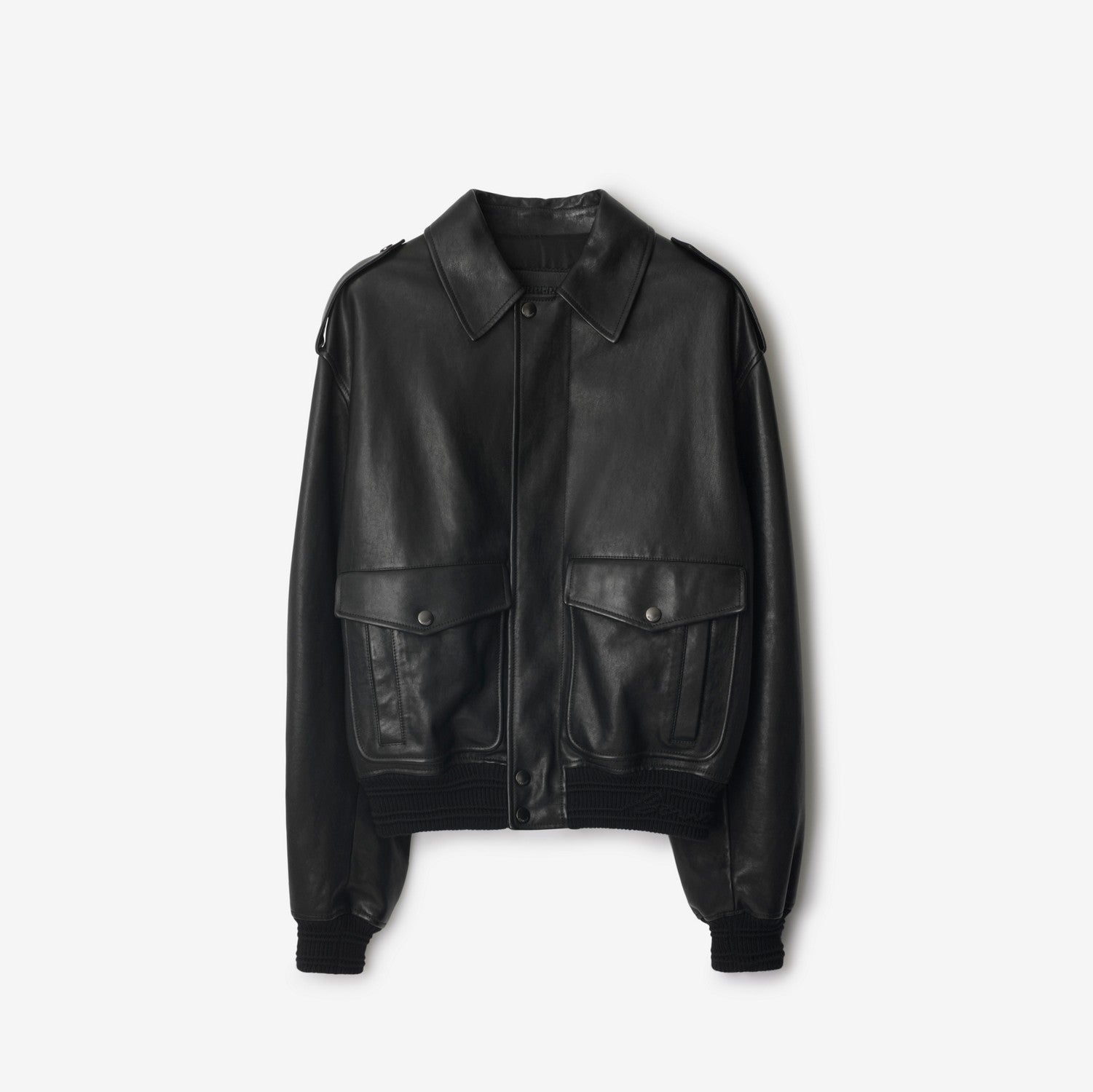 Leather Bomber Jacket - Black