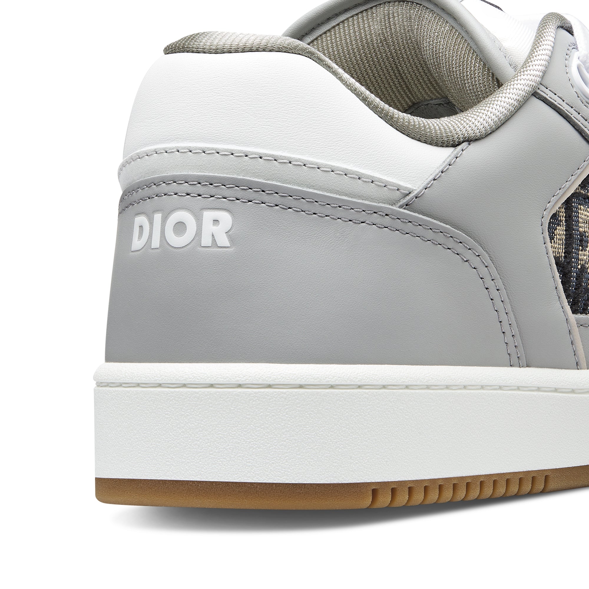 B27 Low-Top Sneaker - Gray and White Smooth Calfskin with Beige and Black Dior Oblique Jacquard