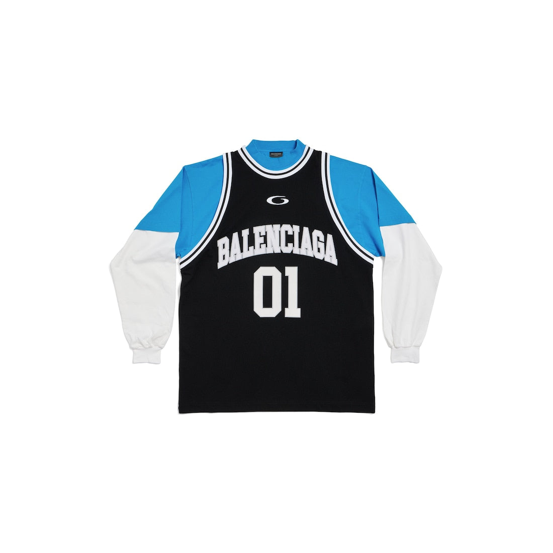 Men's Basketball Series - Layered Long Sleeve T-shirt in Black/White