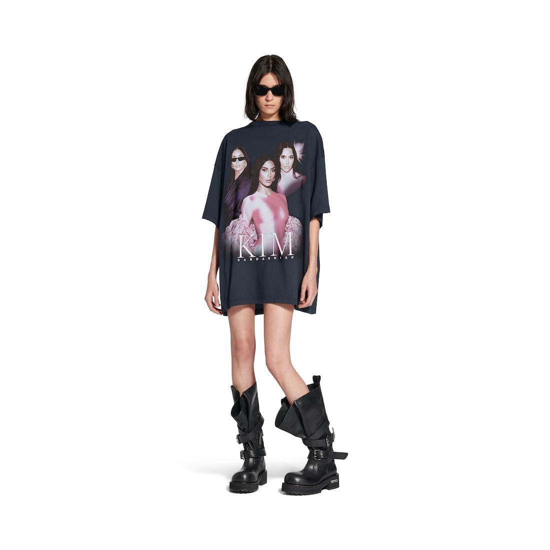 Kim K Oversized T-shirt in Faded Black